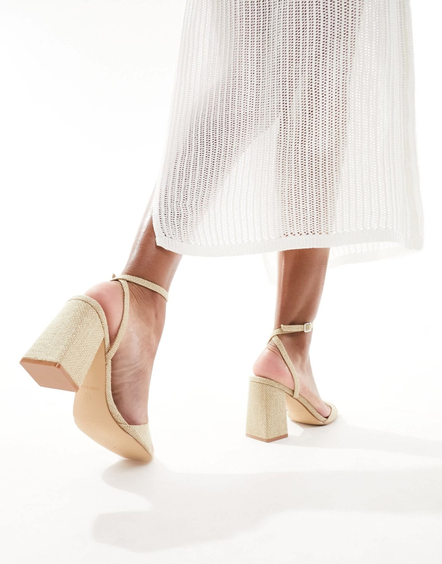 RAID Wide Fit Wink 2 block heeled sandals in natural jute - ASOS Sample Sale