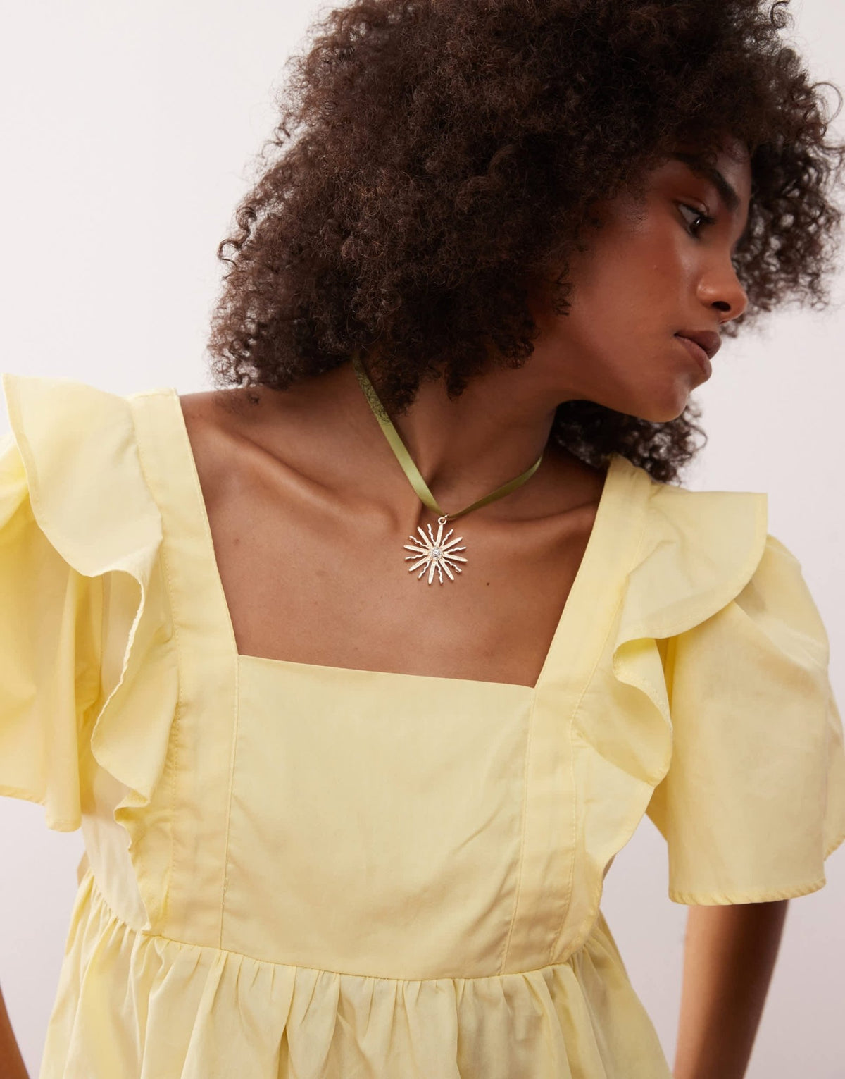 Reclaimed Vintage baby doll smock top with frills in buttermilk yellow - ASOS Sample Sale