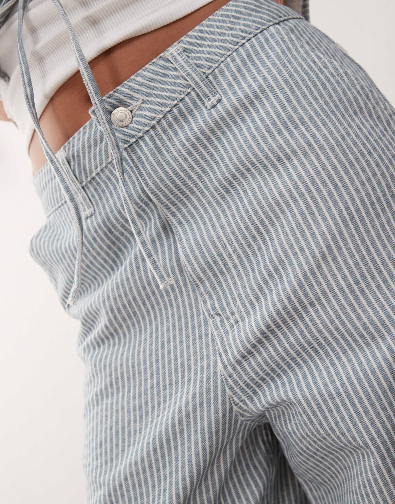 Reclaimed Vintage baggy wide leg jean co-ord in light blue pinstripe - ASOS Sample Sale