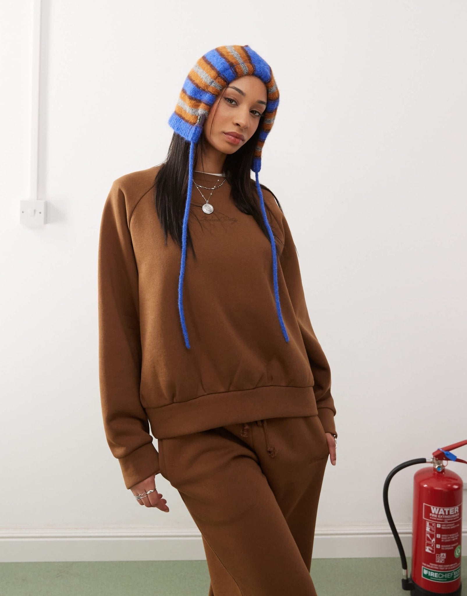 Reclaimed Vintage balloon sleeve raglan sweat co - ord in tobacco brown - ASOS Sample Sale
