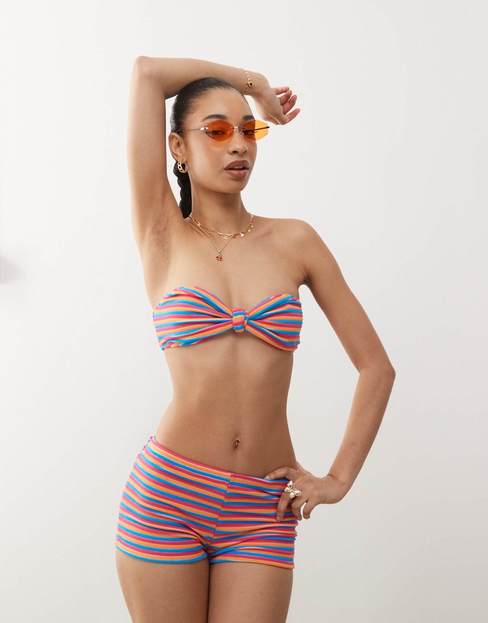 Reclaimed Vintage bandeau top in red towelling stripe - ASOS Sample Sale