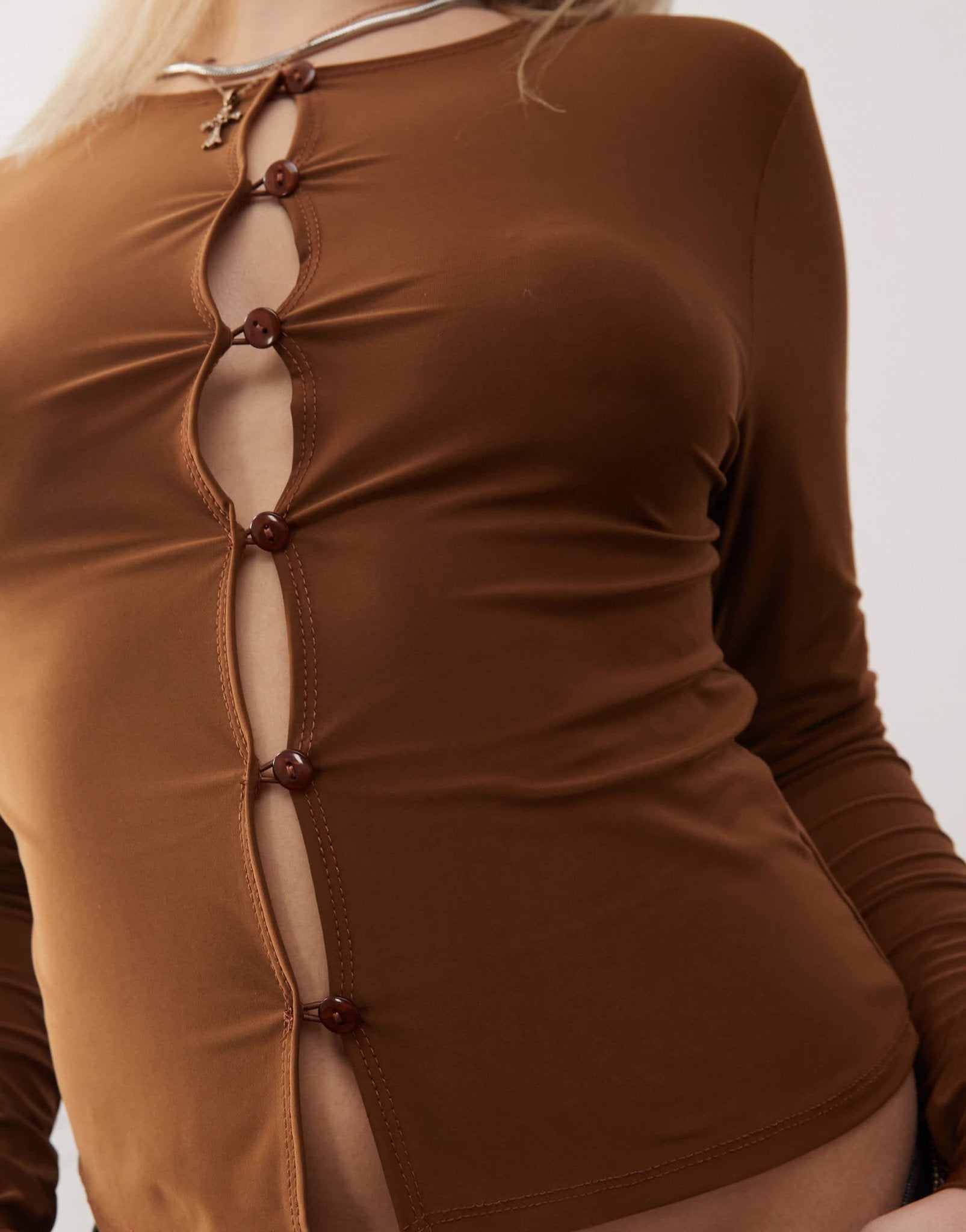 Reclaimed Vintage button down top in bronze - ASOS Sample Sale