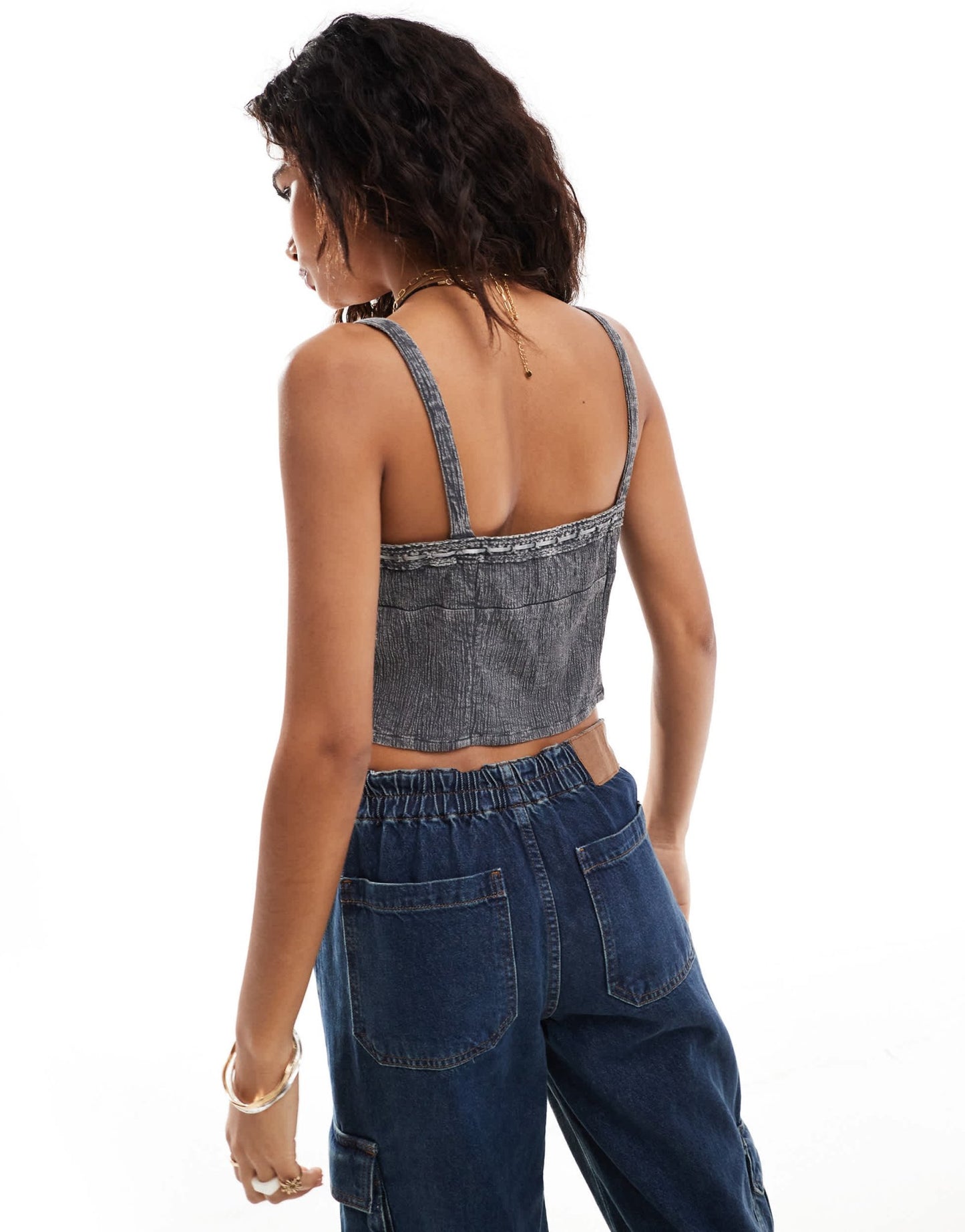 Reclaimed Vintage cami top with embroidery in grey - ASOS Sample Sale