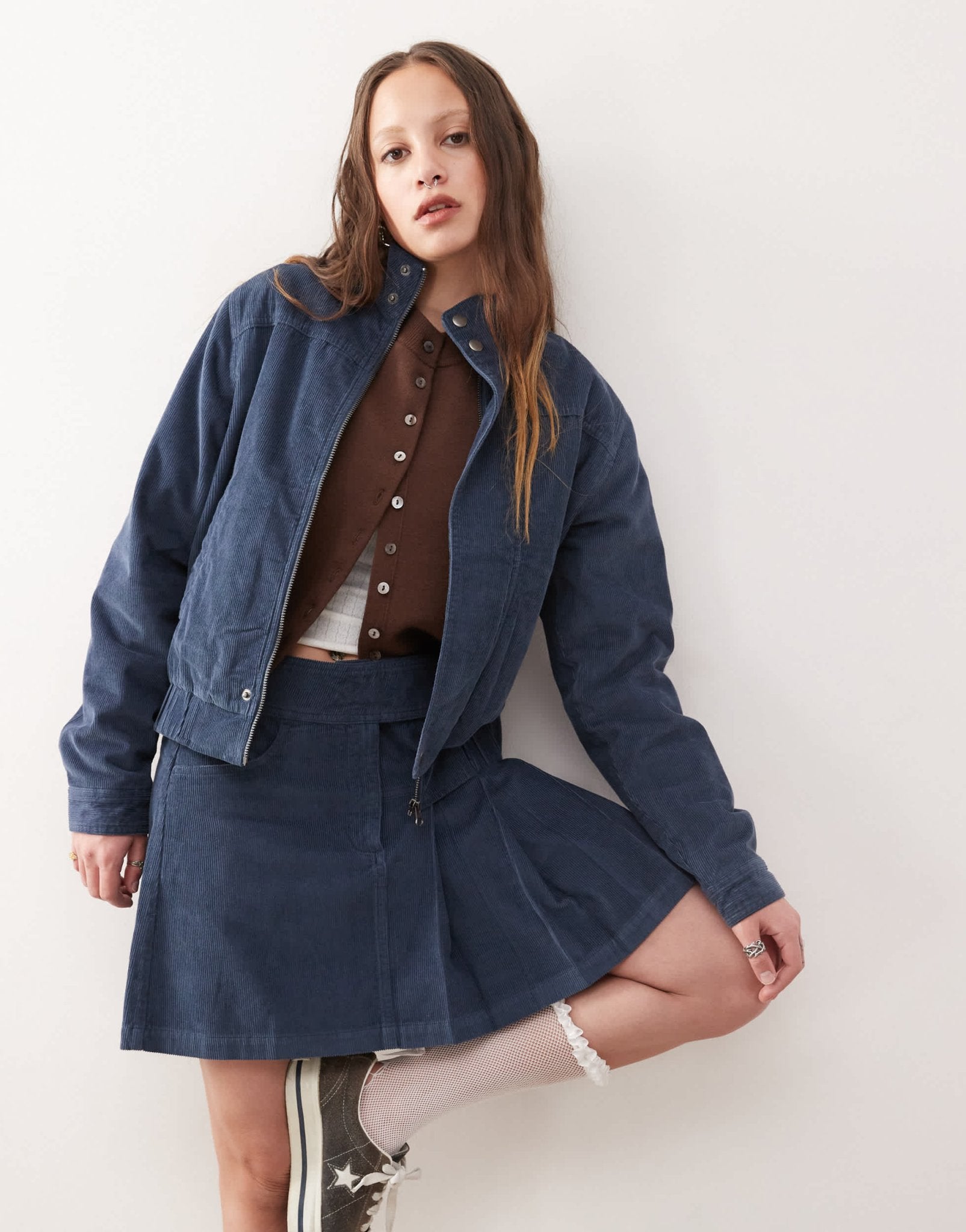 Reclaimed Vintage cord bomber jacket co-ord in navy - ASOS Sample Sale
