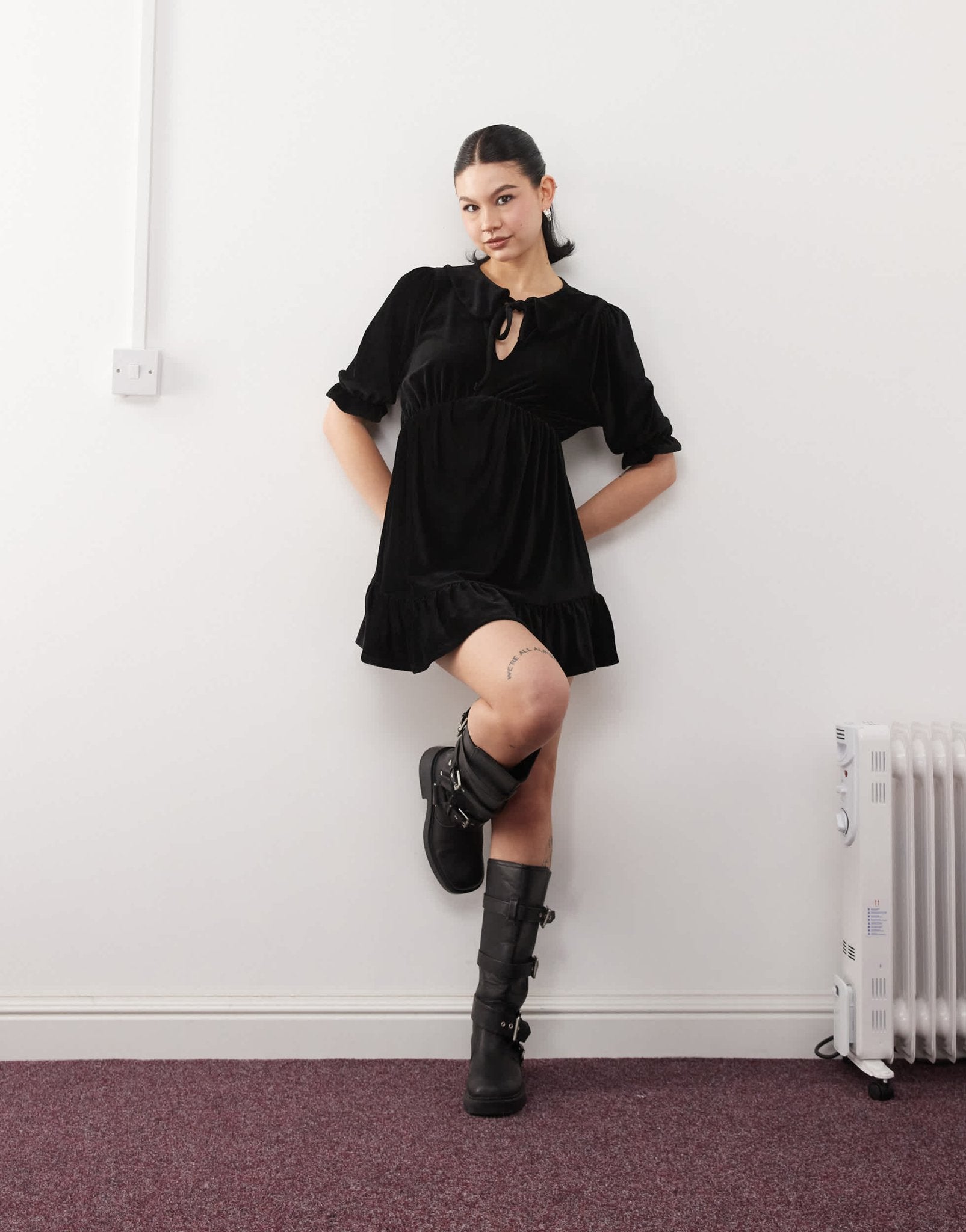 Reclaimed Vintage cord tea dress in black - ASOS Sample Sale