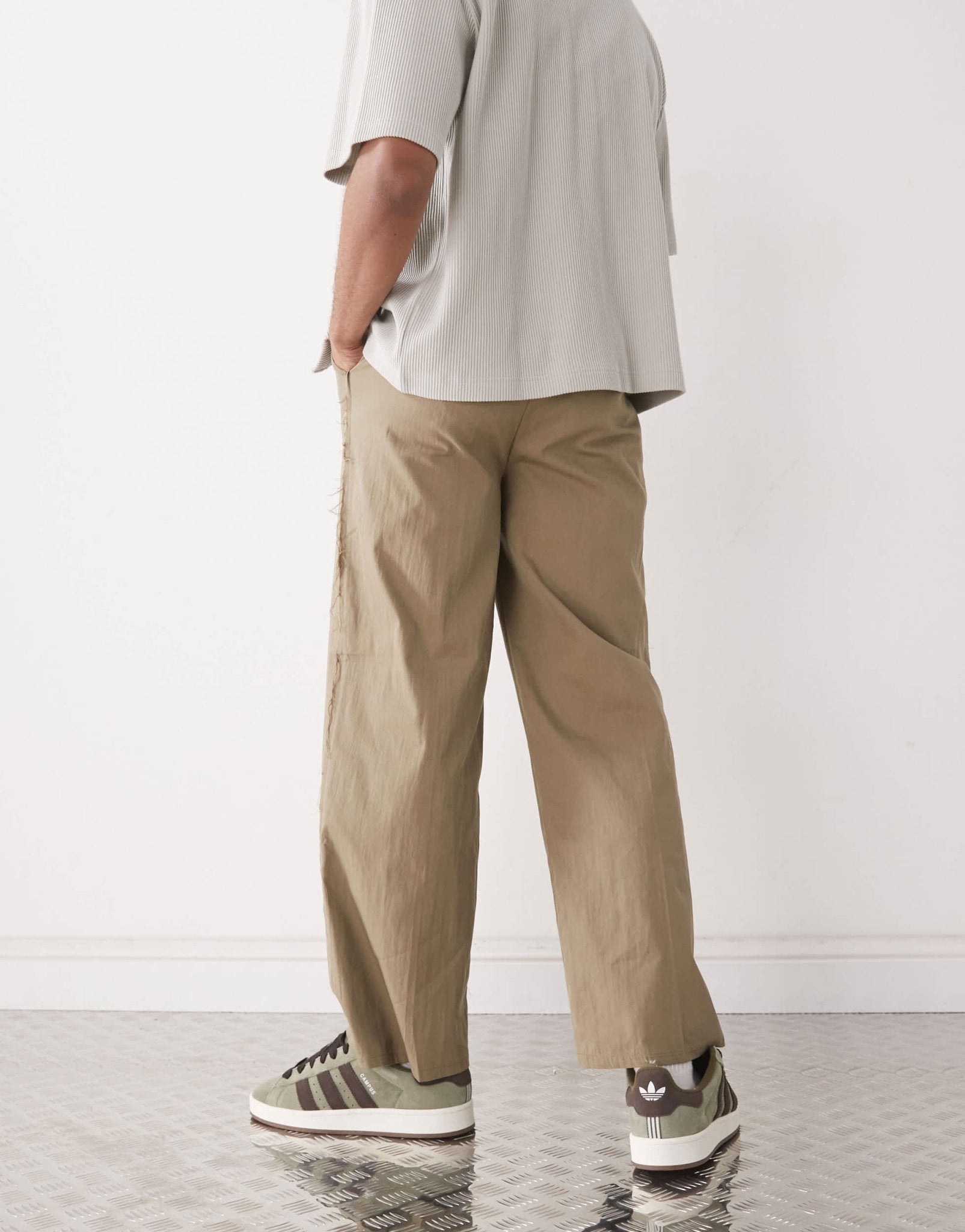 Reclaimed Vintage frayed trouser in beige - ASOS Sample Sale