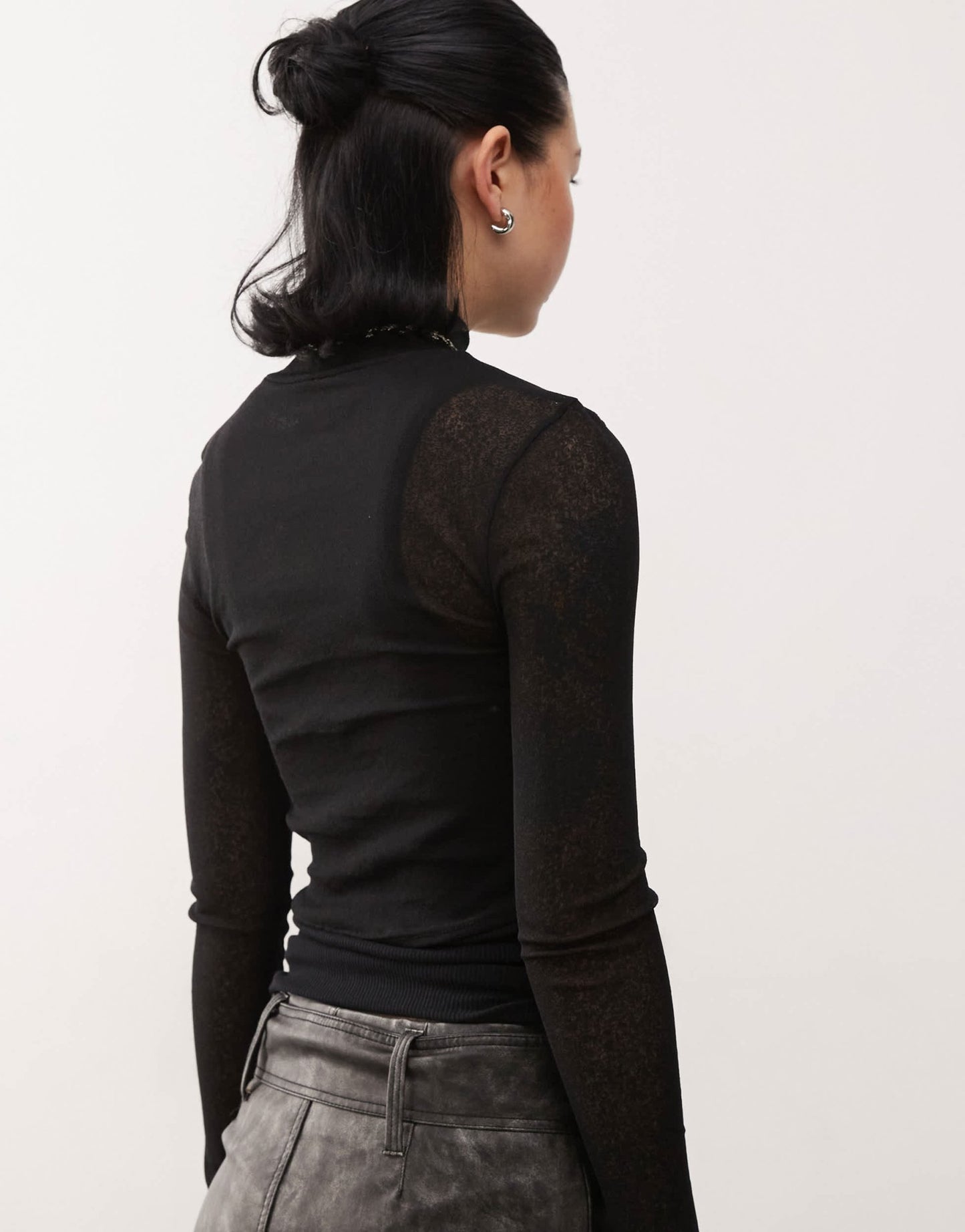 Reclaimed Vintage funnel neck brushed rib top in black - ASOS Sample Sale