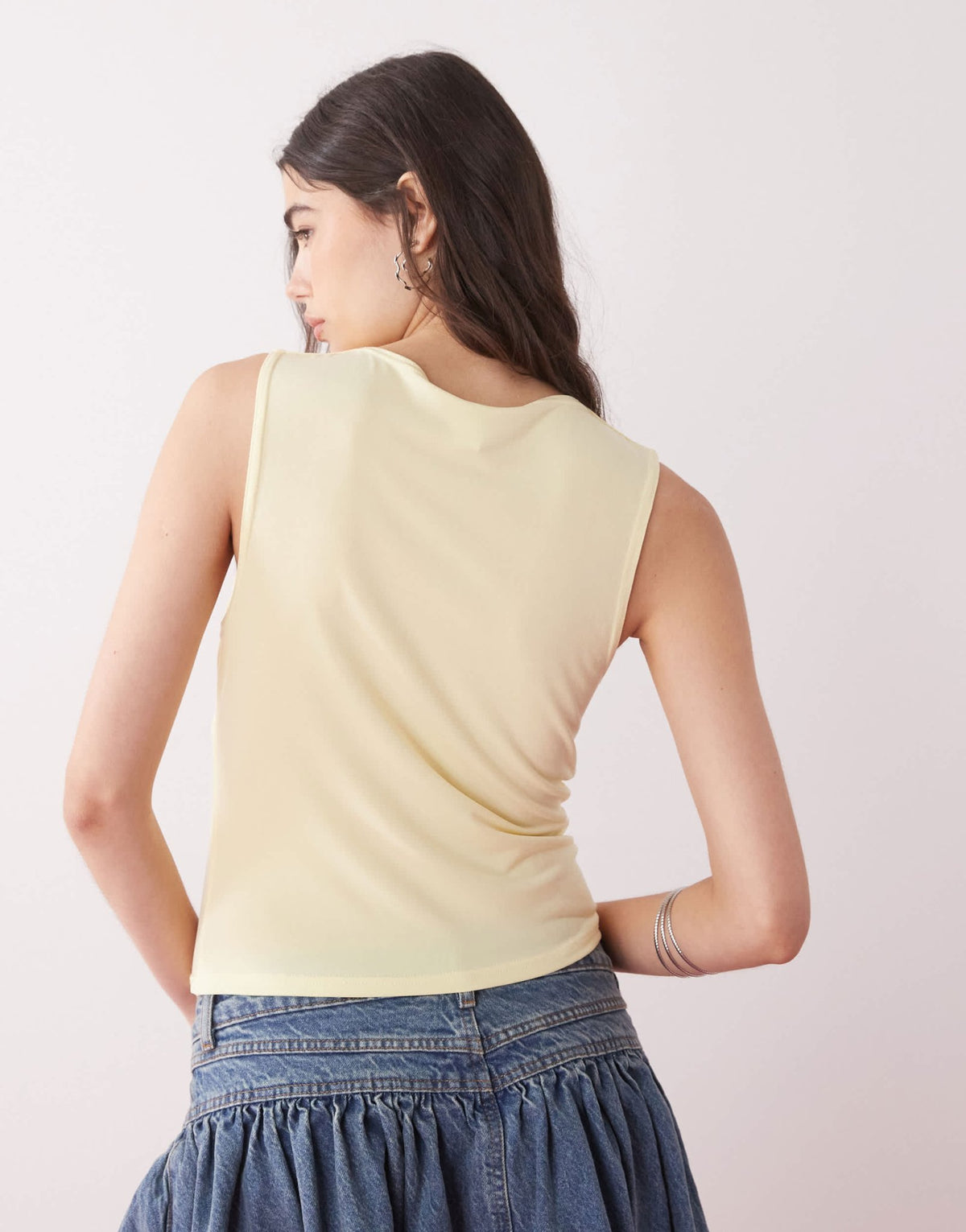 Reclaimed Vintage gathered bust v-neck tank in butter yellow - ASOS Sample Sale