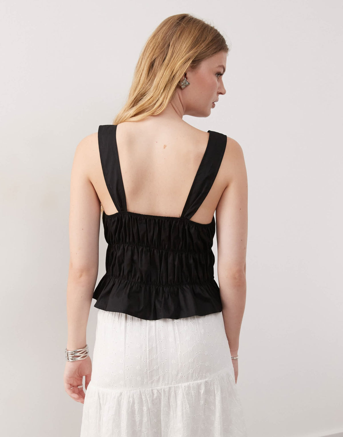 Reclaimed Vintage gathered tie front top in black - ASOS Sample Sale