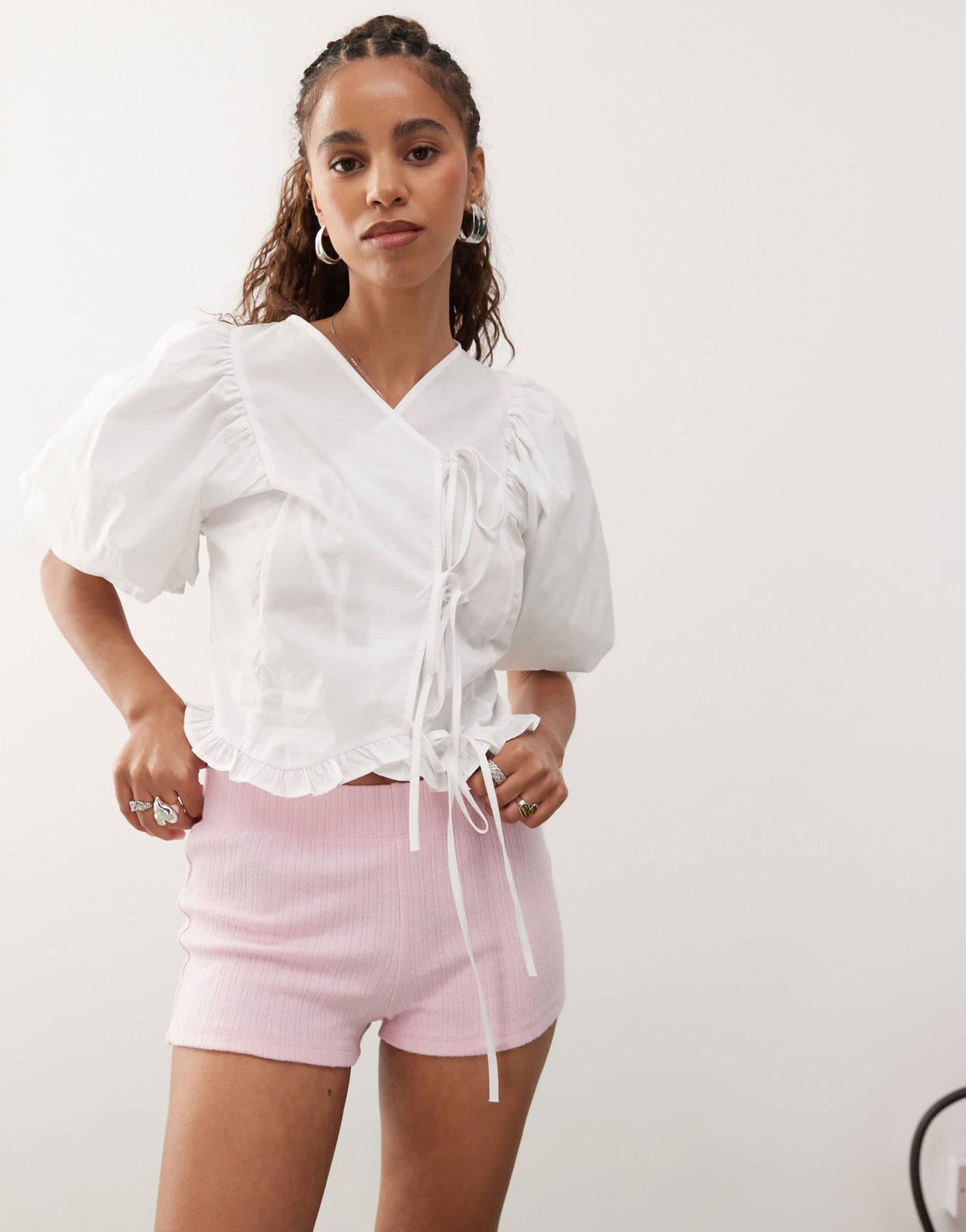 Reclaimed Vintage jersey micro short co-ord in light pink - ASOS Sample Sale