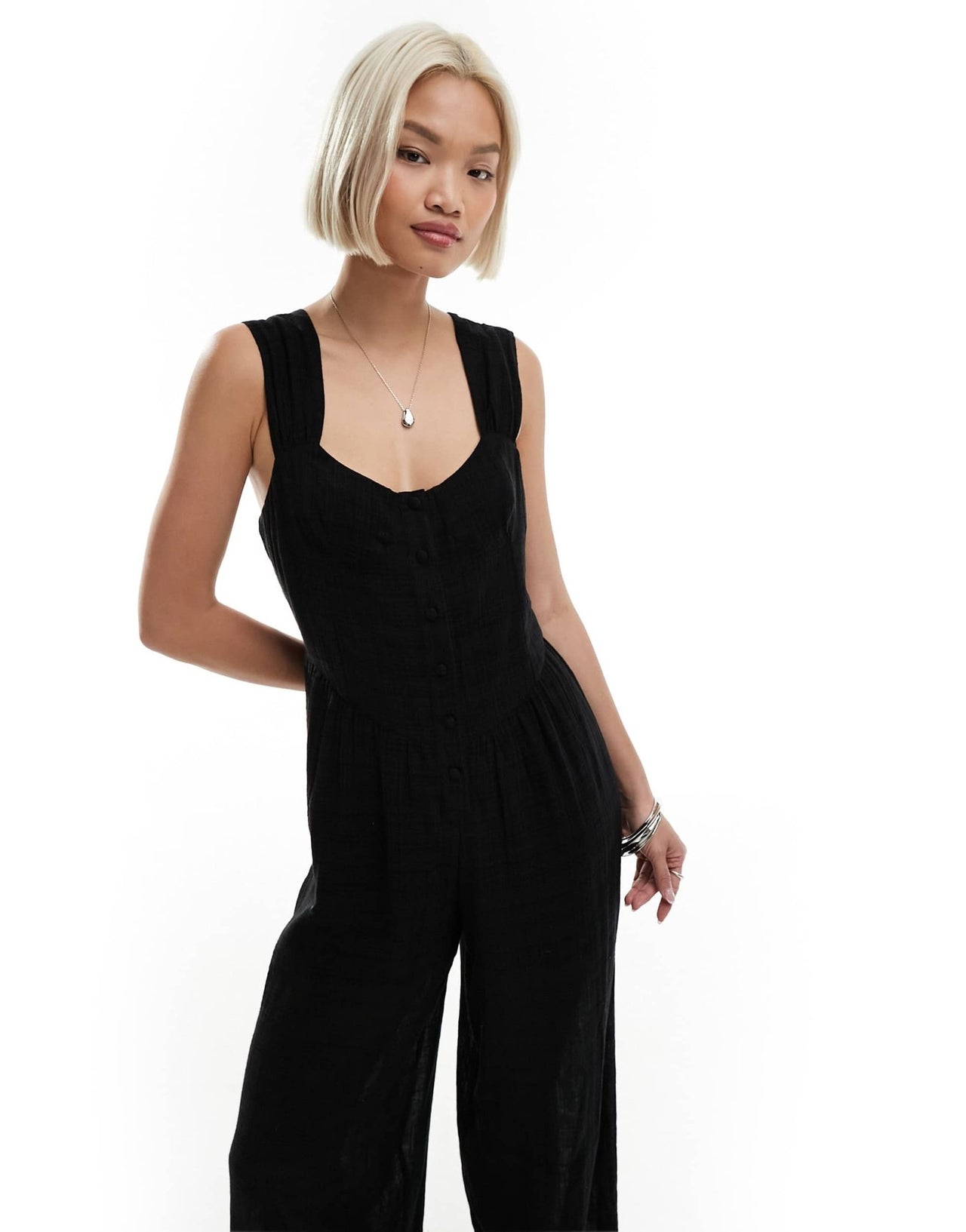 Reclaimed Vintage jumpsuit with bust detail in black - ASOS Sample Sale