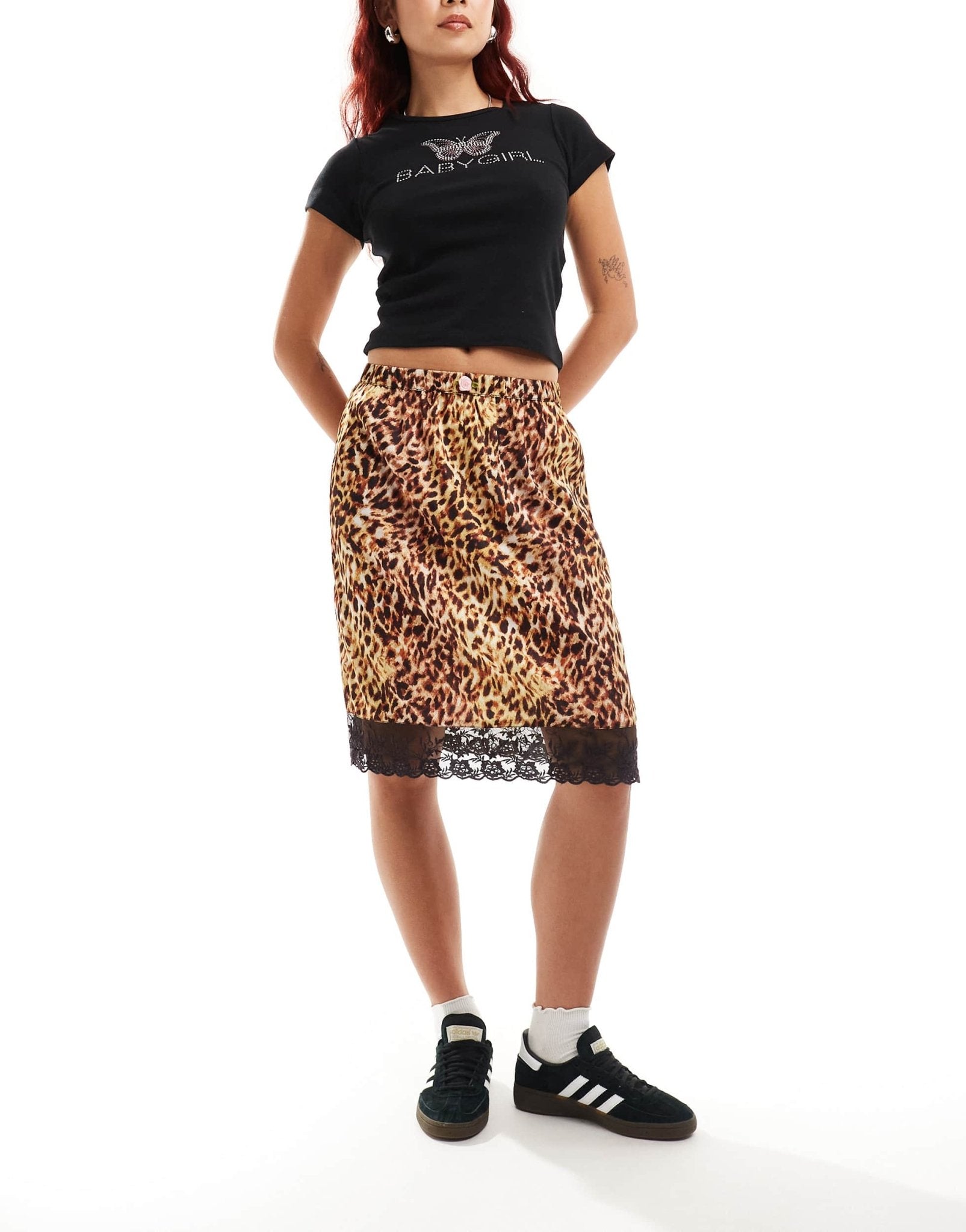 Reclaimed vintage lingerie slip skirt in leopard print - ASOS Sample Sale
