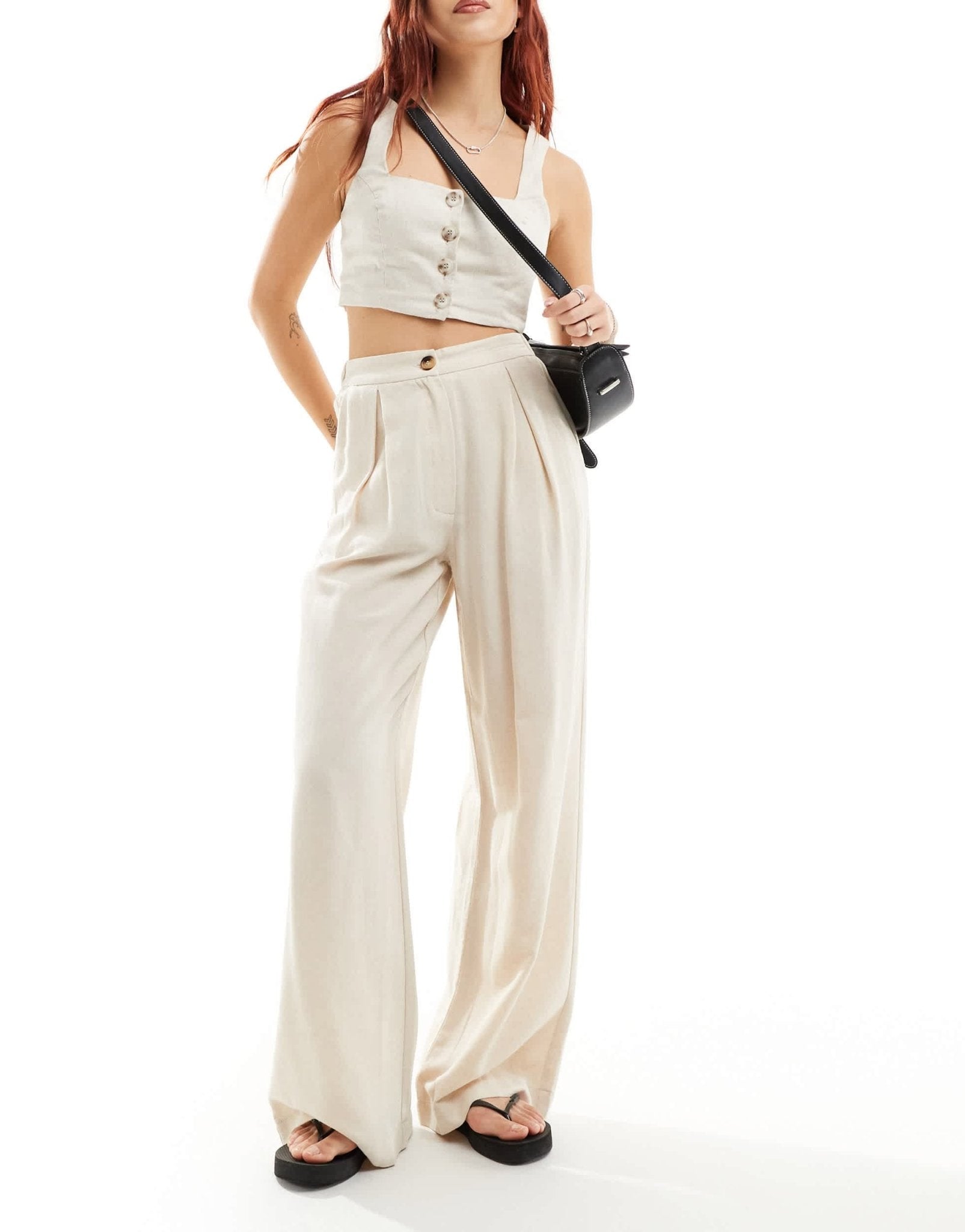 Reclaimed Vintage mensy wide leg trouser in linen look - ASOS Sample Sale