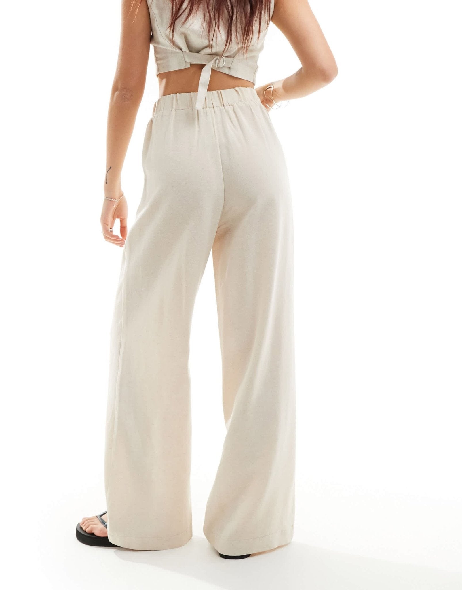 Reclaimed Vintage mensy wide leg trouser in linen look - ASOS Sample Sale