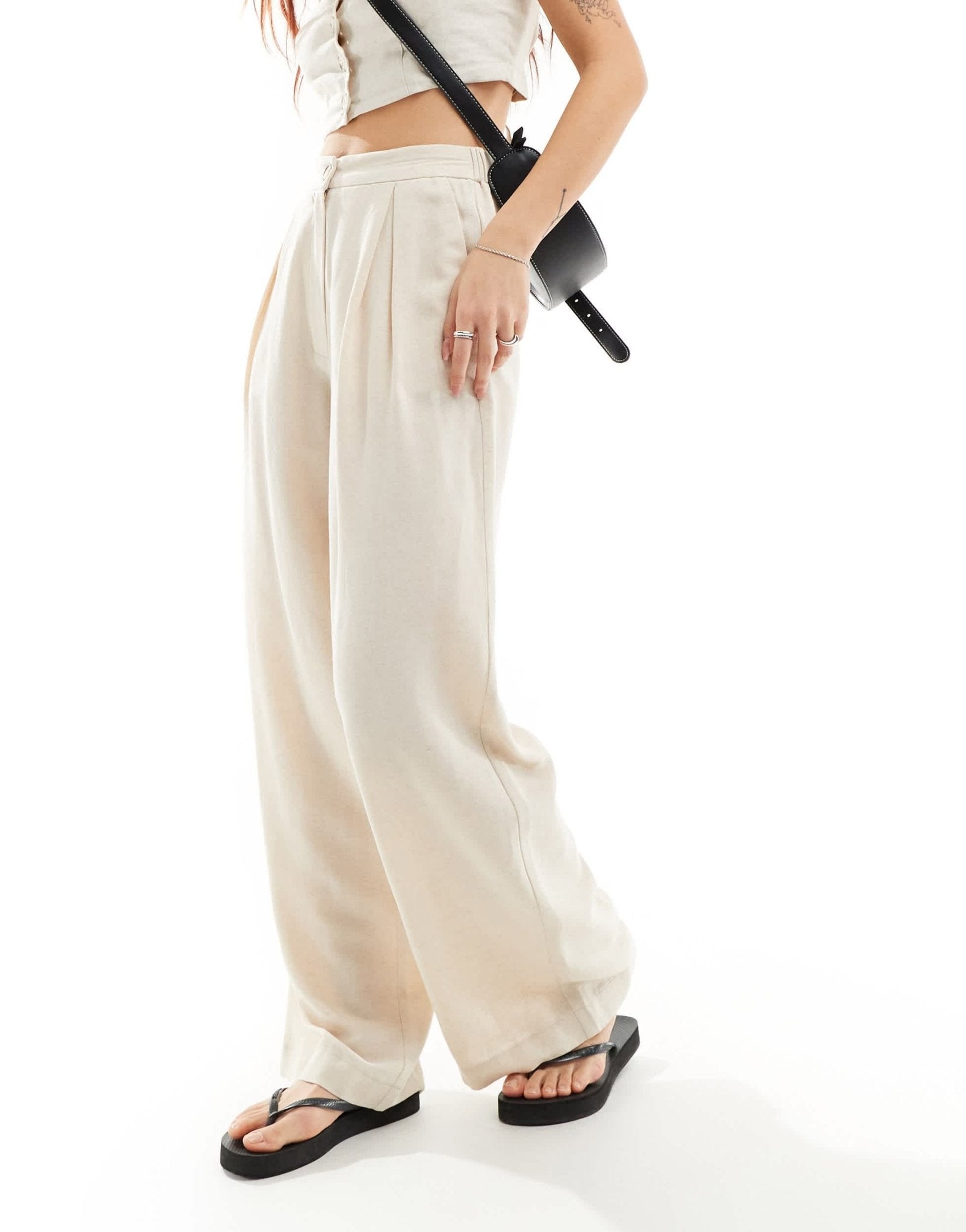Reclaimed Vintage mensy wide leg trouser in linen look - ASOS Sample Sale