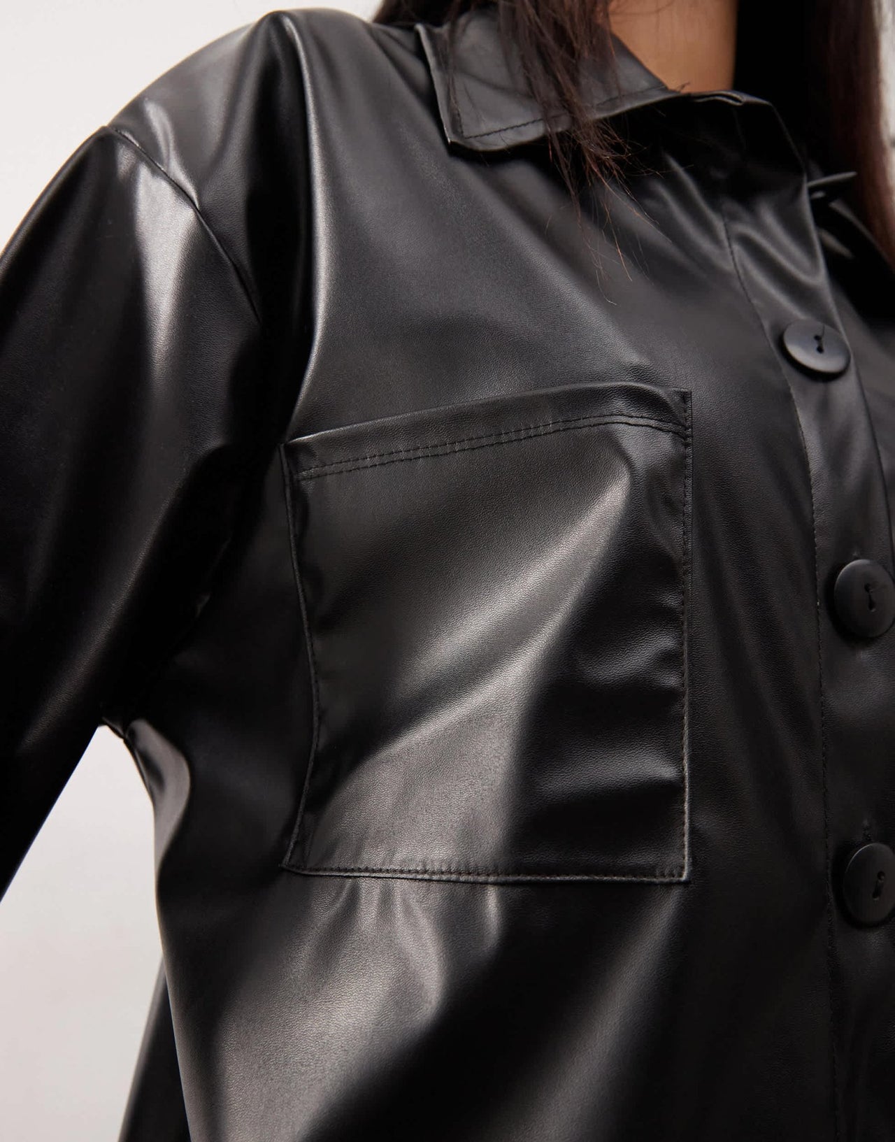 Reclaimed Vintage PU shirt in black - ASOS Sample Sale