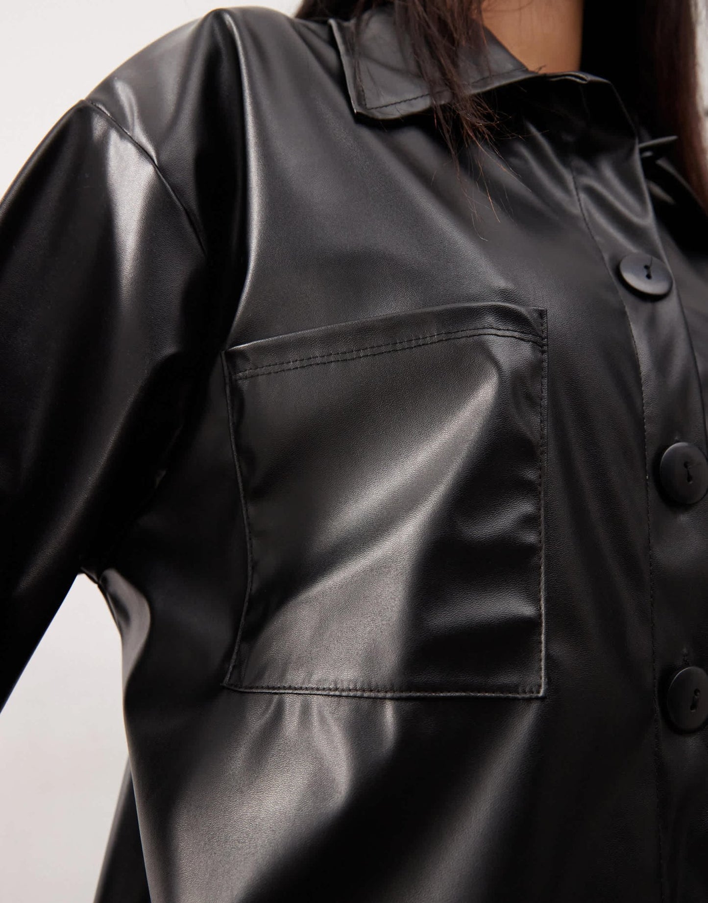 Reclaimed Vintage PU shirt in black - ASOS Sample Sale