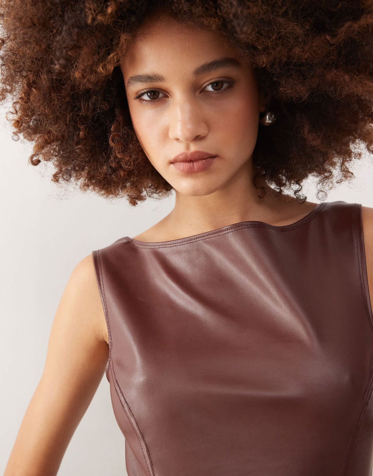 Reclaimed Vintage PU tank in burgundy - ASOS Sample Sale