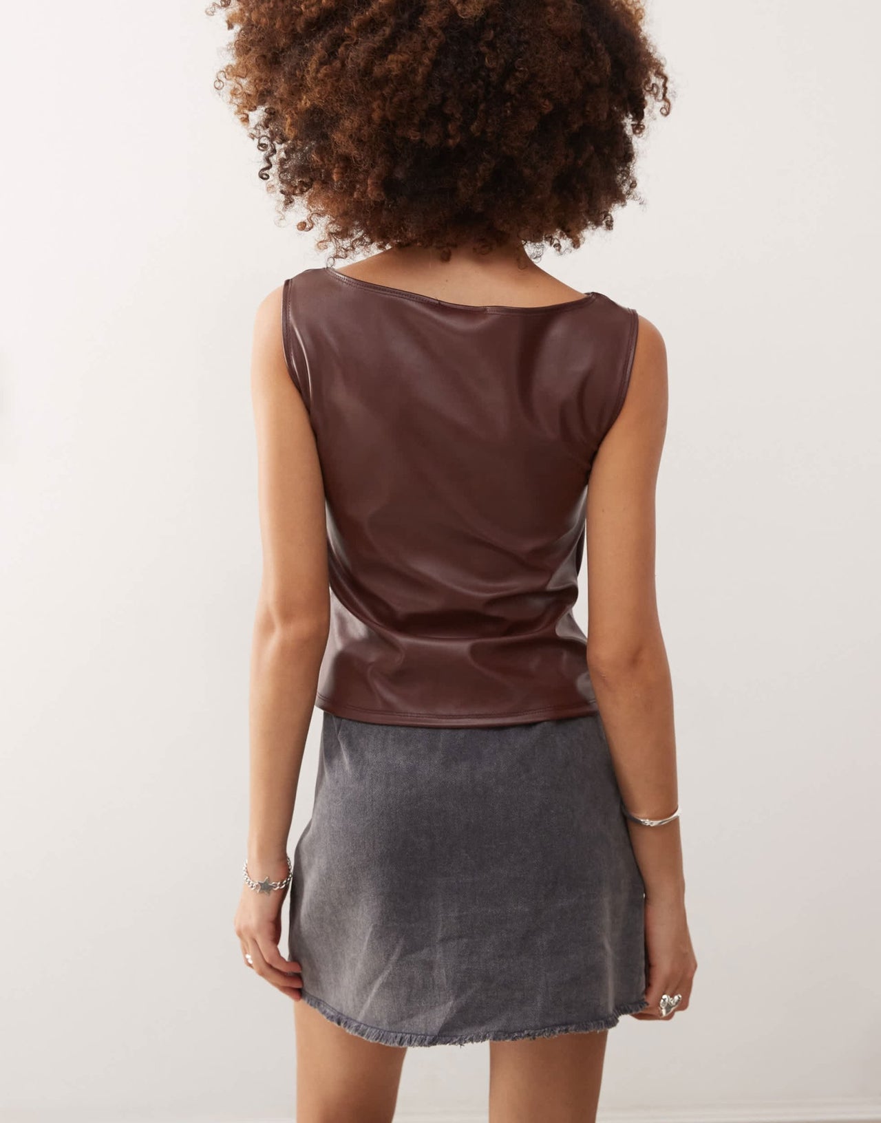 Reclaimed Vintage PU tank in burgundy - ASOS Sample Sale