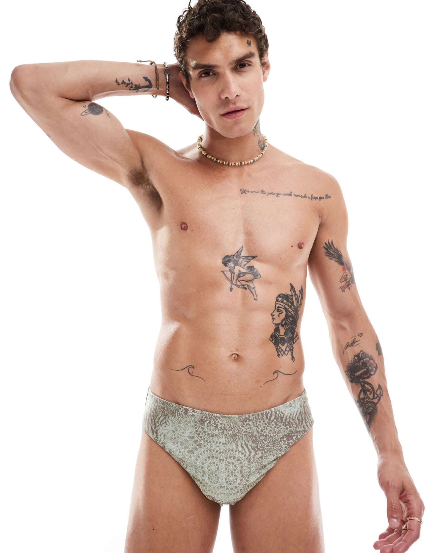 Reclaimed Vintage reversible swim trunk in grey animal print - ASOS Sample Sale