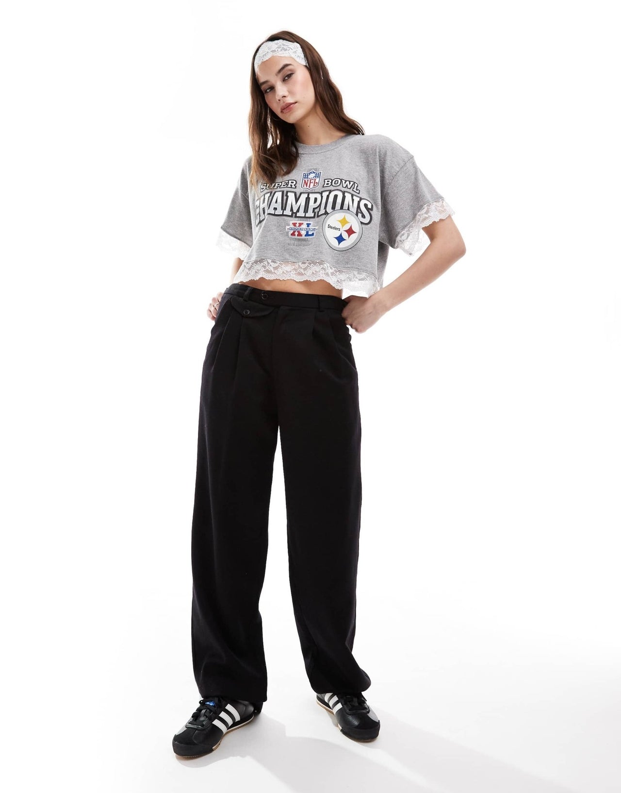 Reclaimed Vintage Revived x Glass Onion slouchy dad trouser in black - ASOS Sample Sale