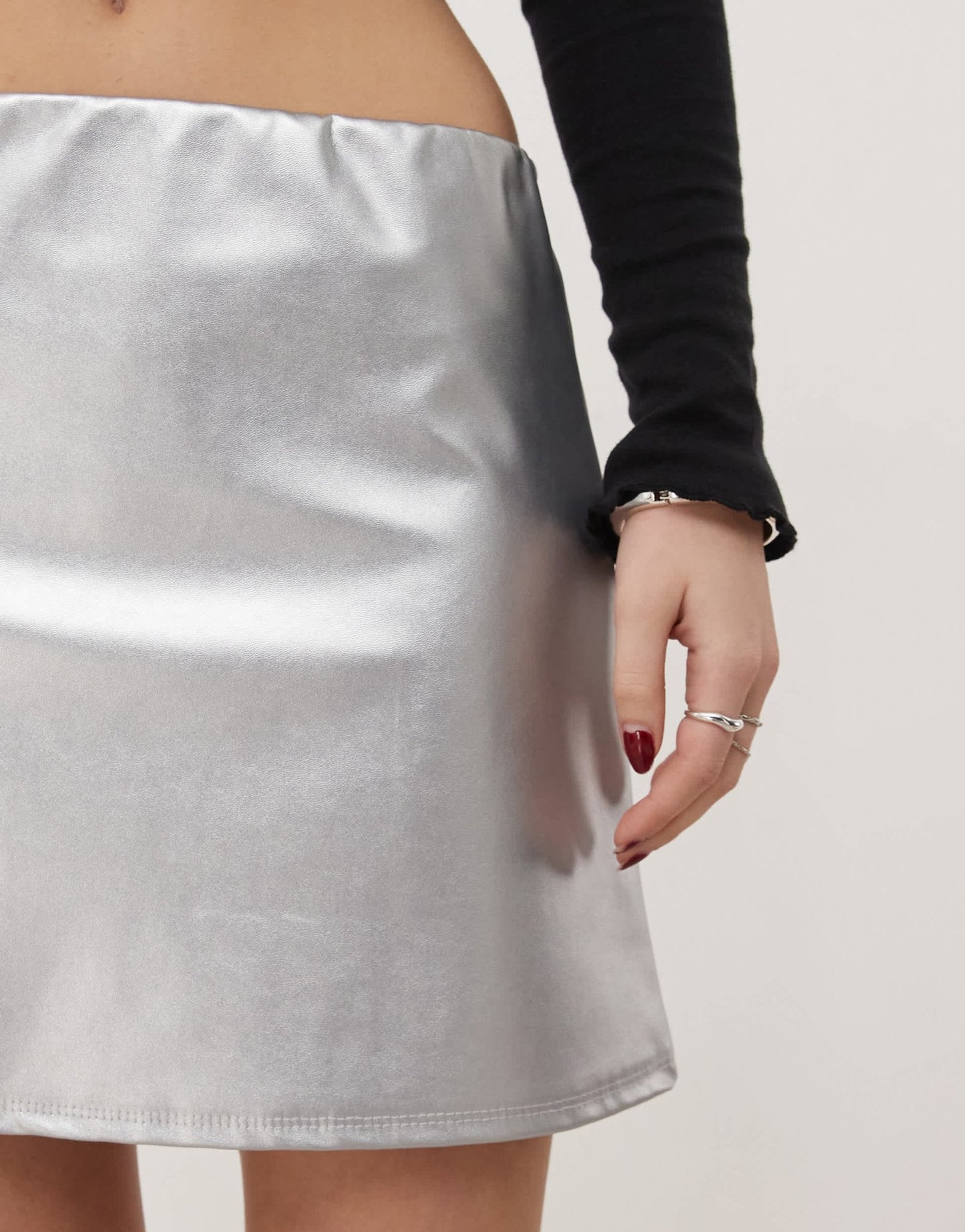 Reclaimed Vintage silver PU party mini skirt - ASOS Sample Sale