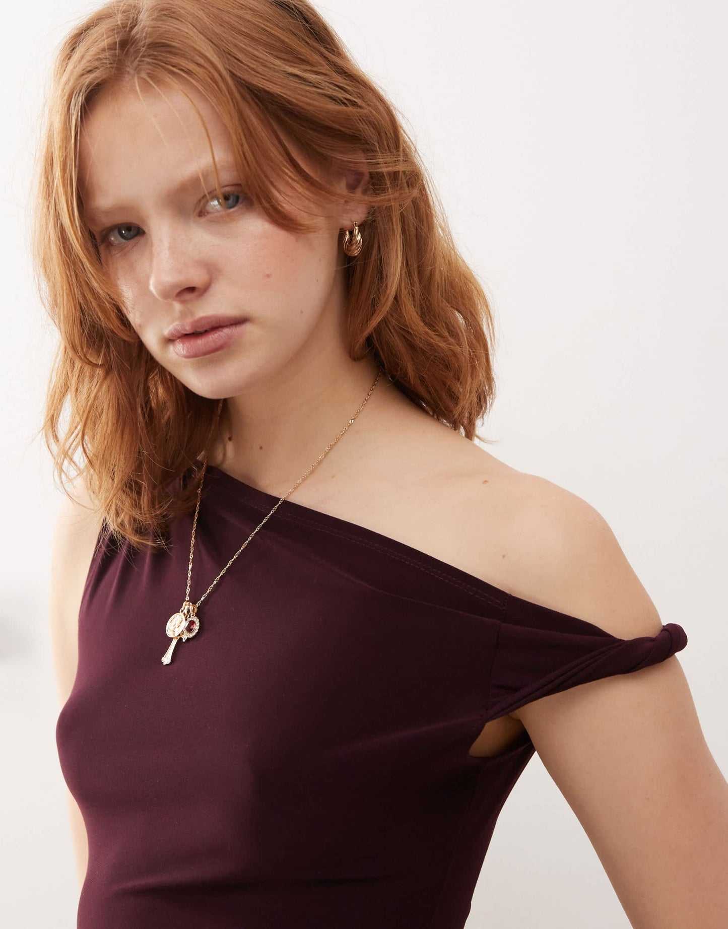 Reclaimed Vintage slinky skort dress in dark plum - ASOS Sample Sale