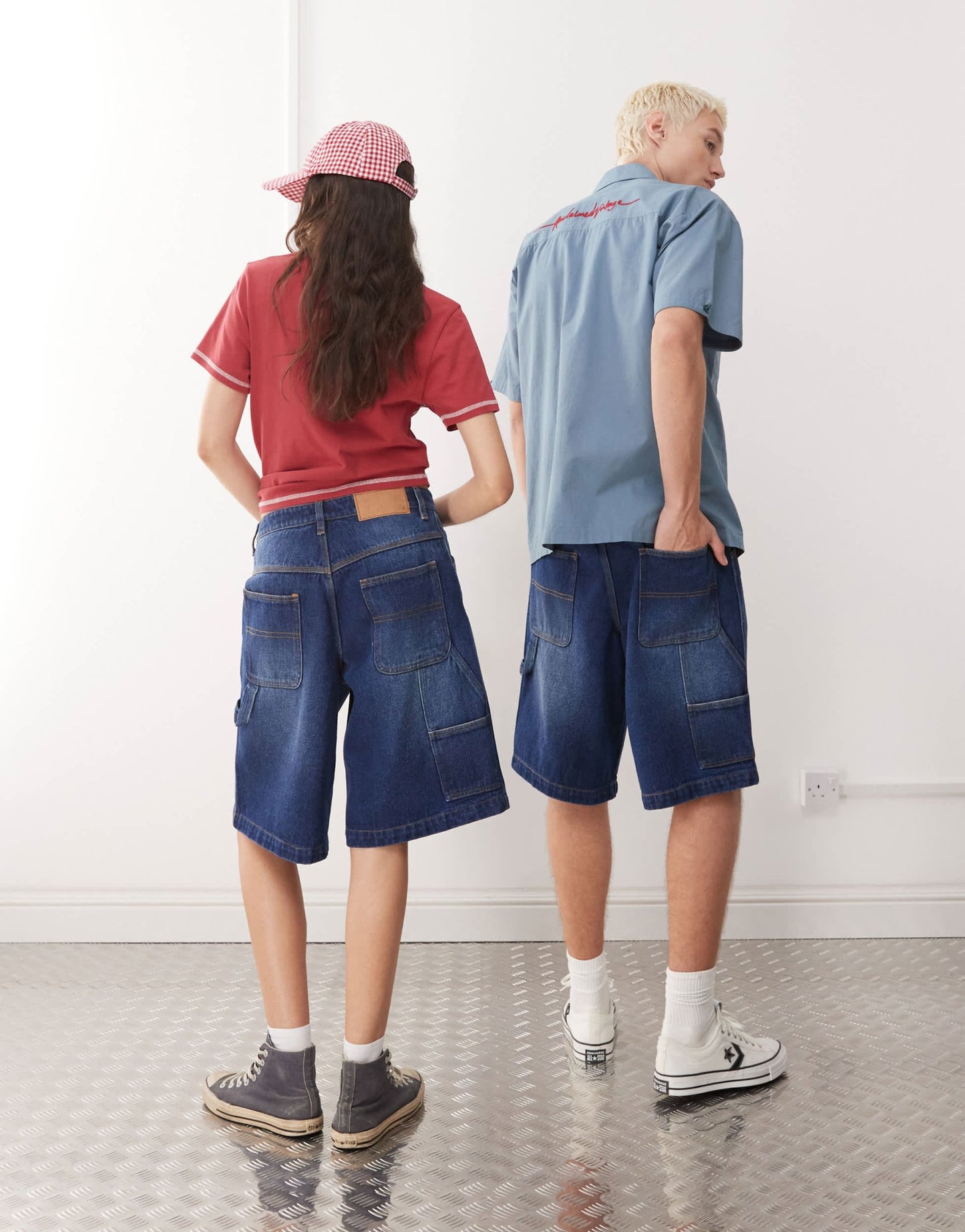 Reclaimed Vintage unisex denim skate short in denim blue wash - ASOS Sample Sale