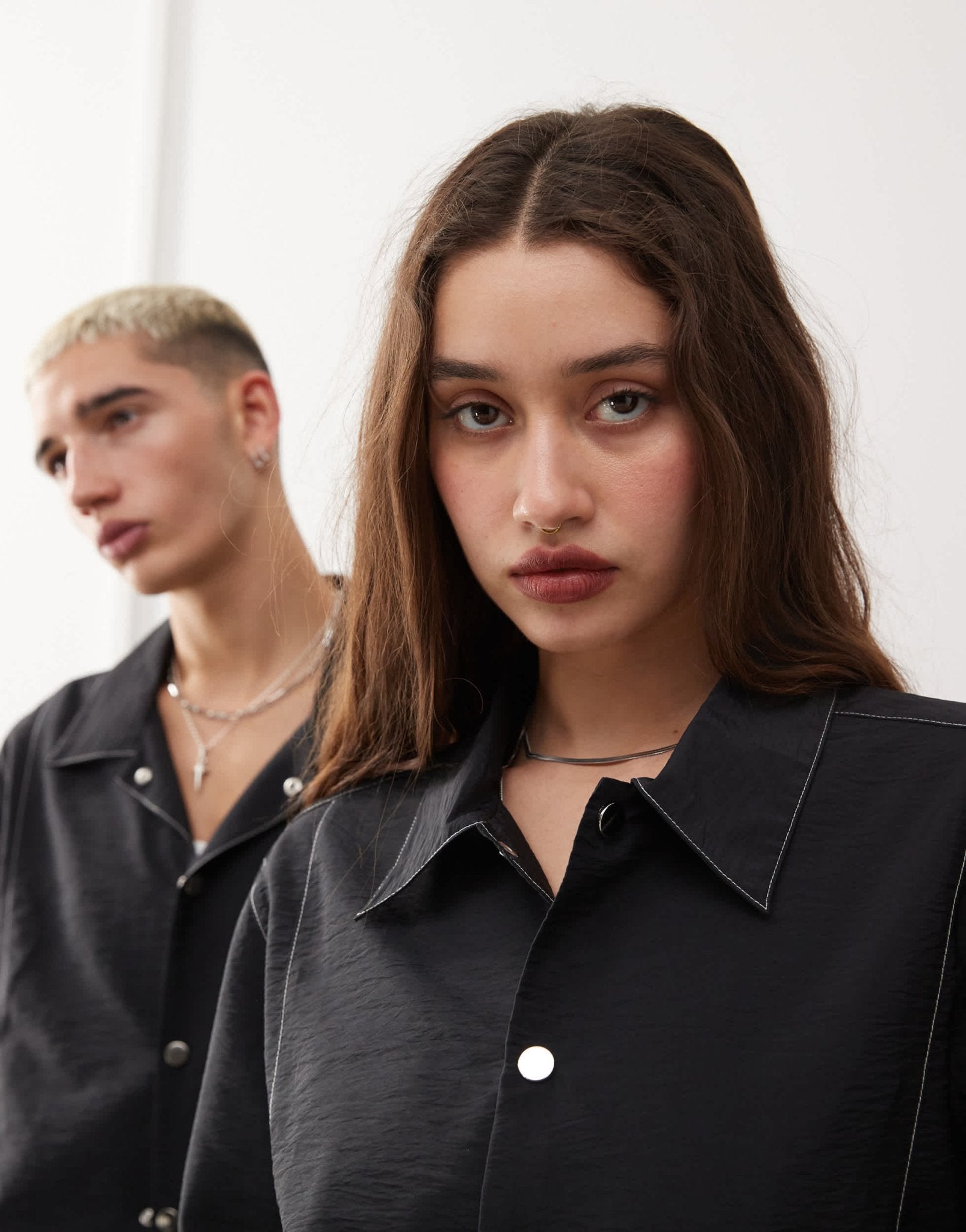 Reclaimed Vintage unisex overshirt in black nylon with contrast stitch - ASOS Sample Sale