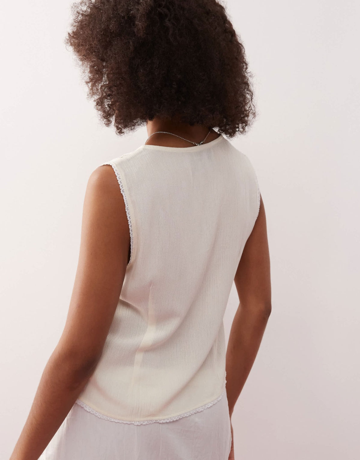 Reclaimed Vintage waistcoat top with lace inserts in cream - ASOS Sample Sale