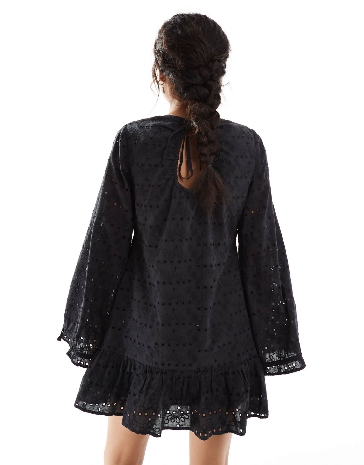 Reclaimed Vintage western broderie smock mini dress in black - ASOS Sample Sale
