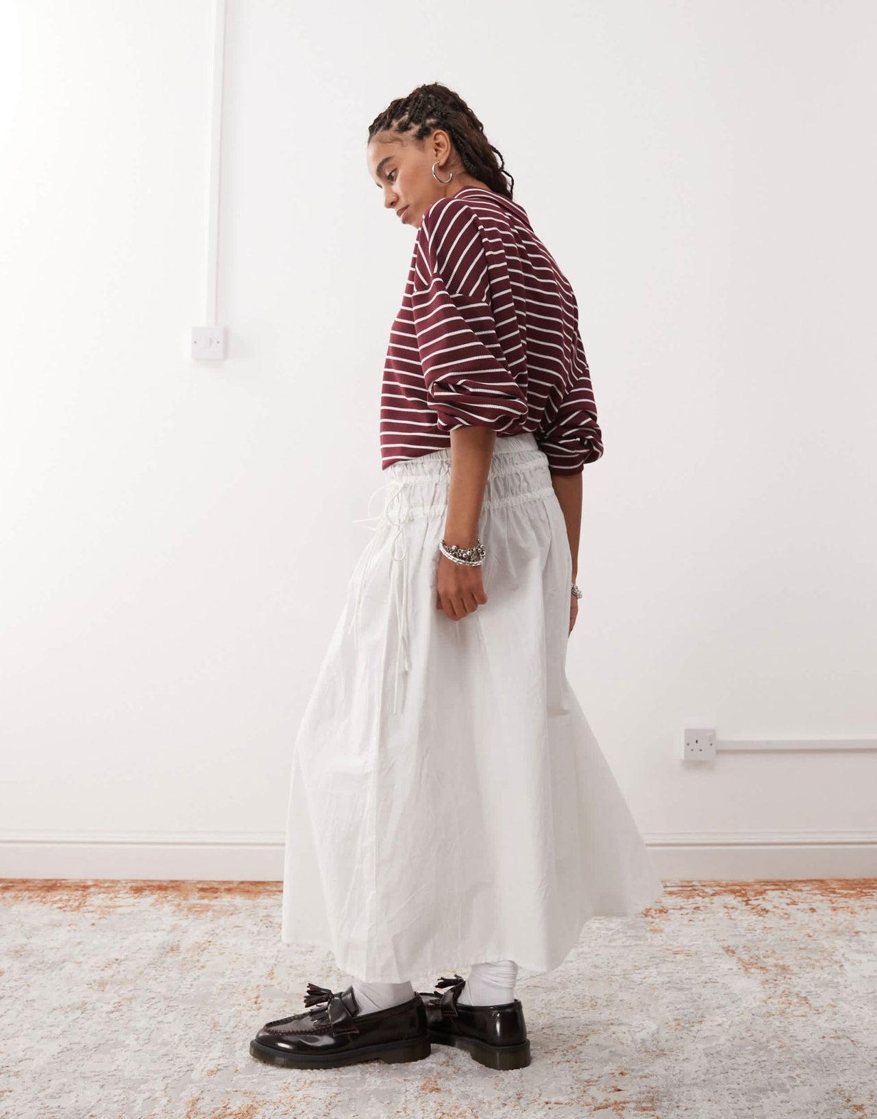 Reclaimed Vintage western midi skirt with tie sides in white poplin - ASOS Sample Sale