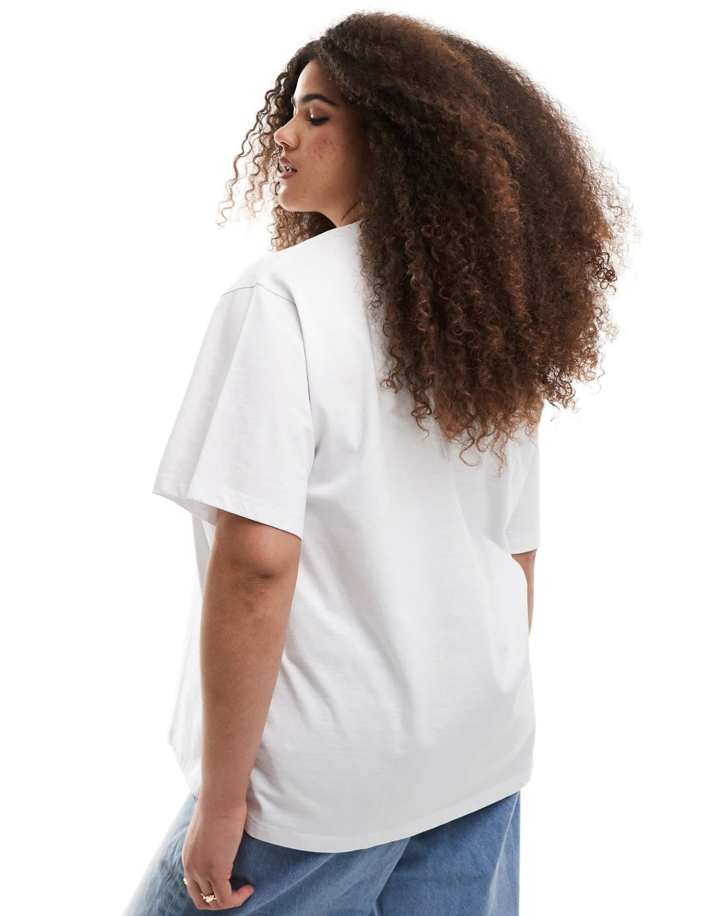Renee Studio Plus exclusive crew neck metallic bubble logo print t-shirt in white - ASOS Sample Sale