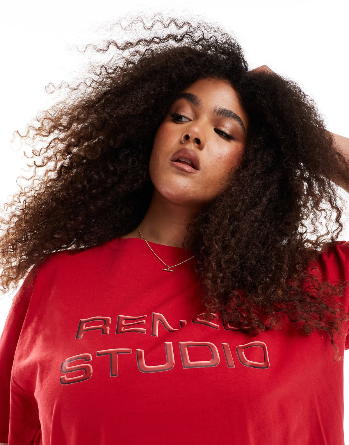 Renee Studio Plus exclusive embossed logo t-shirt in red - ASOS Sample Sale