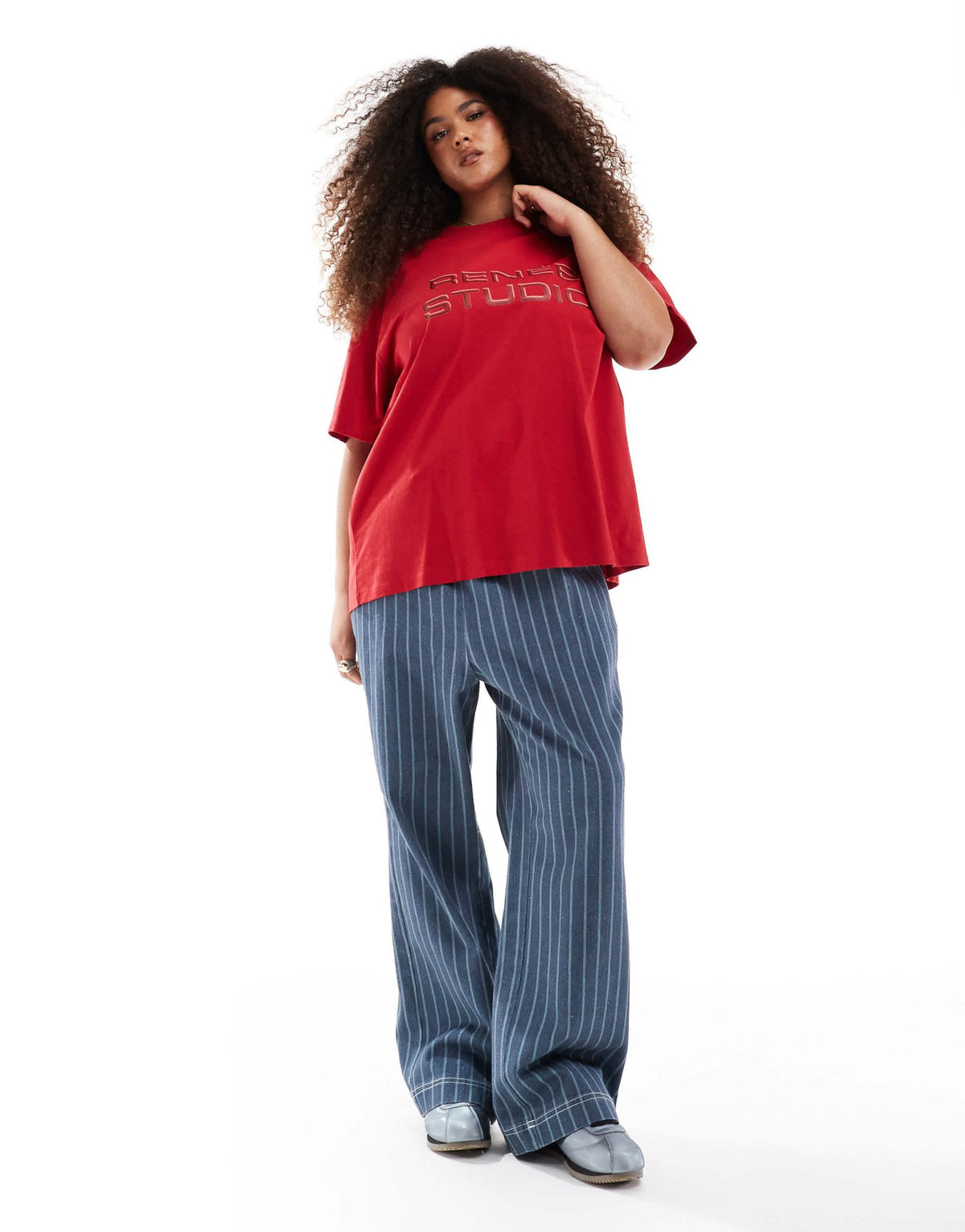 Renee Studio Plus exclusive embossed logo t-shirt in red - ASOS Sample Sale