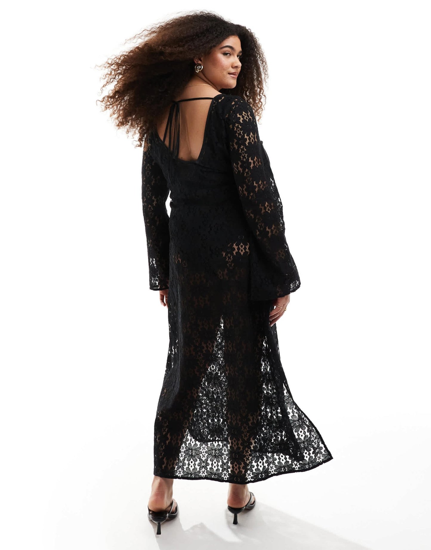 Renee Studio Plus exclusive long sleeve lace maxi dress in black - ASOS Sample Sale