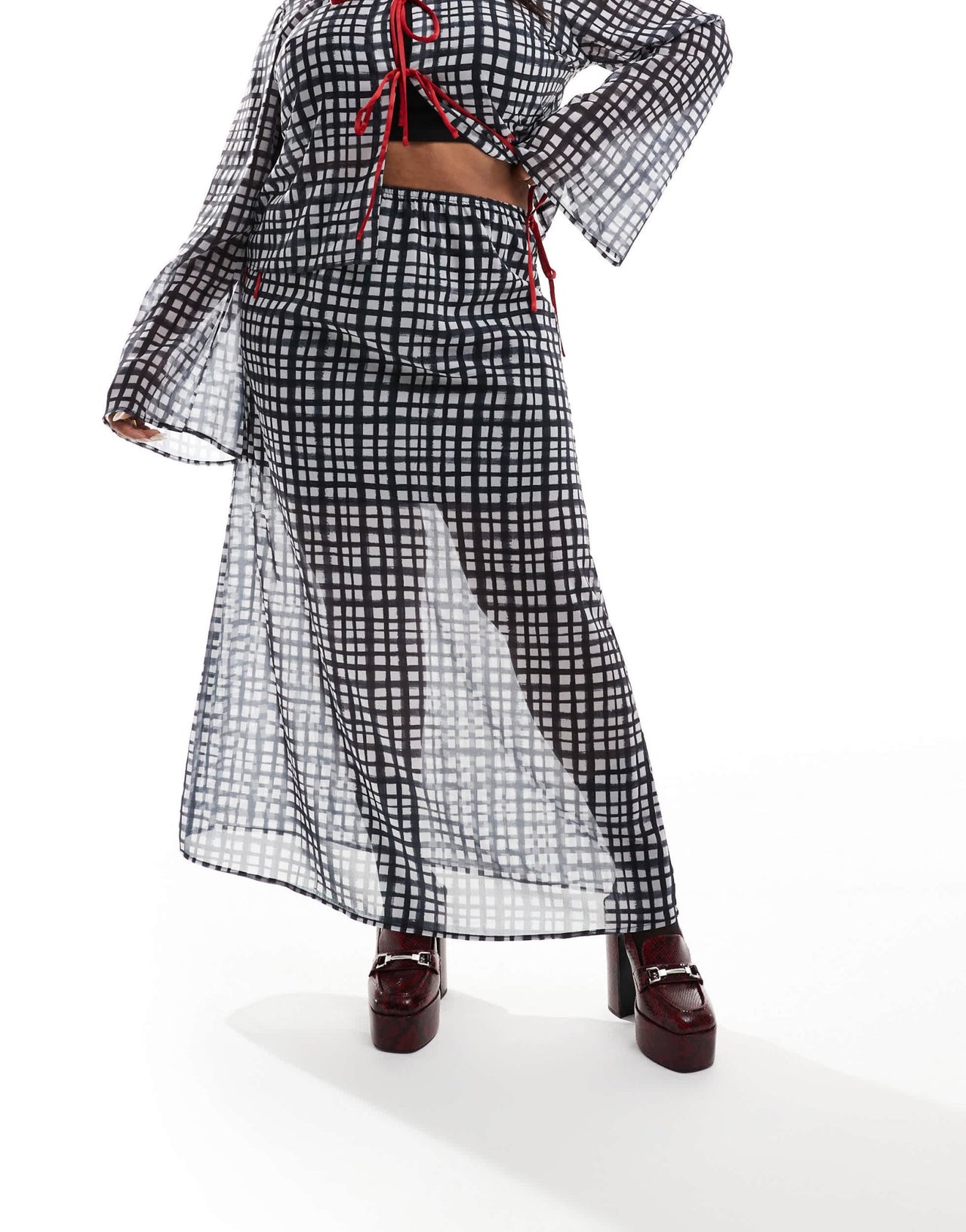 Renee Studio Plus x Holly Wynne exclusive maxi skirt co - ord in grey check - ASOS Sample Sale