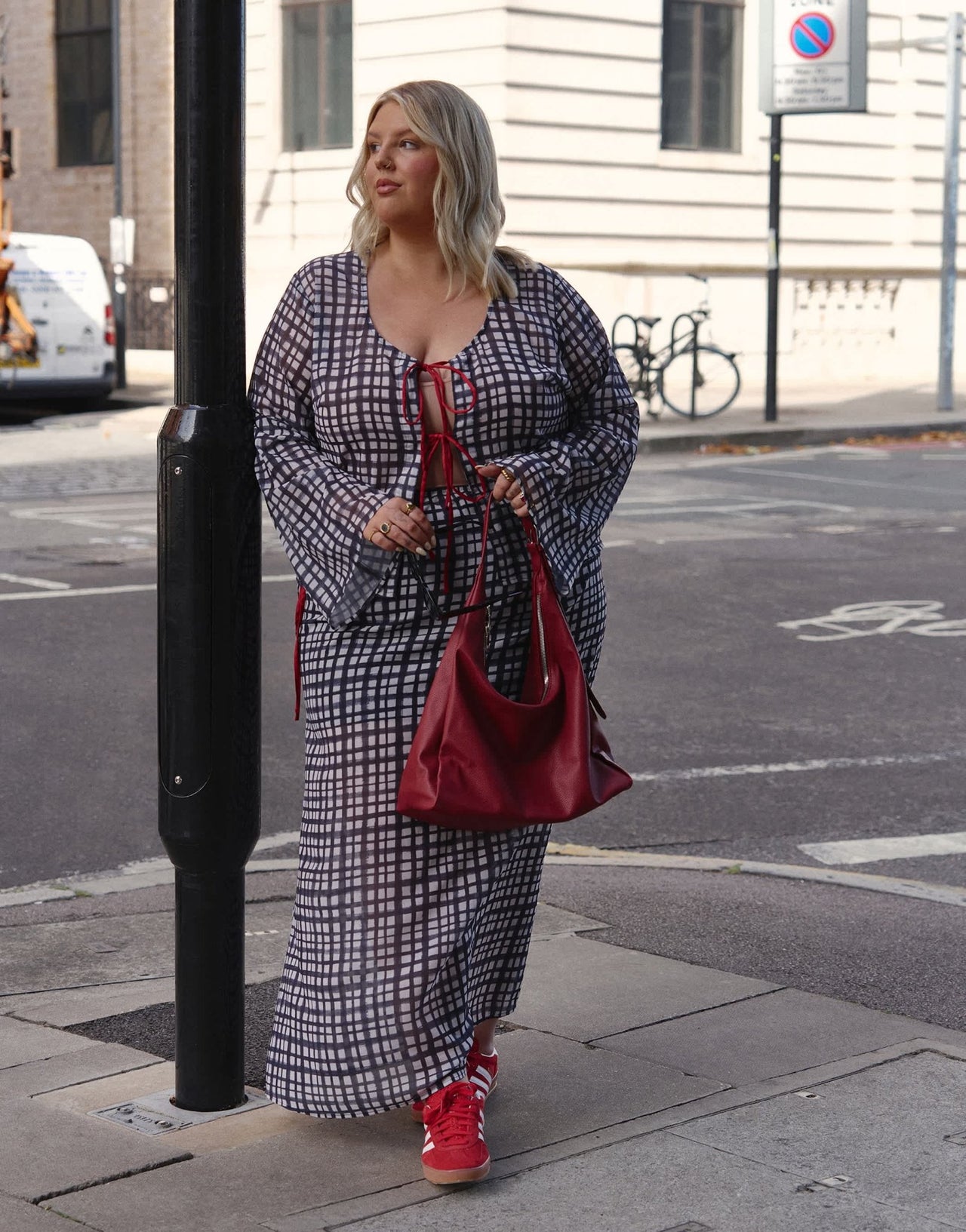 Renee Studio Plus x Holly Wynne exclusive maxi skirt co - ord in grey check - ASOS Sample Sale