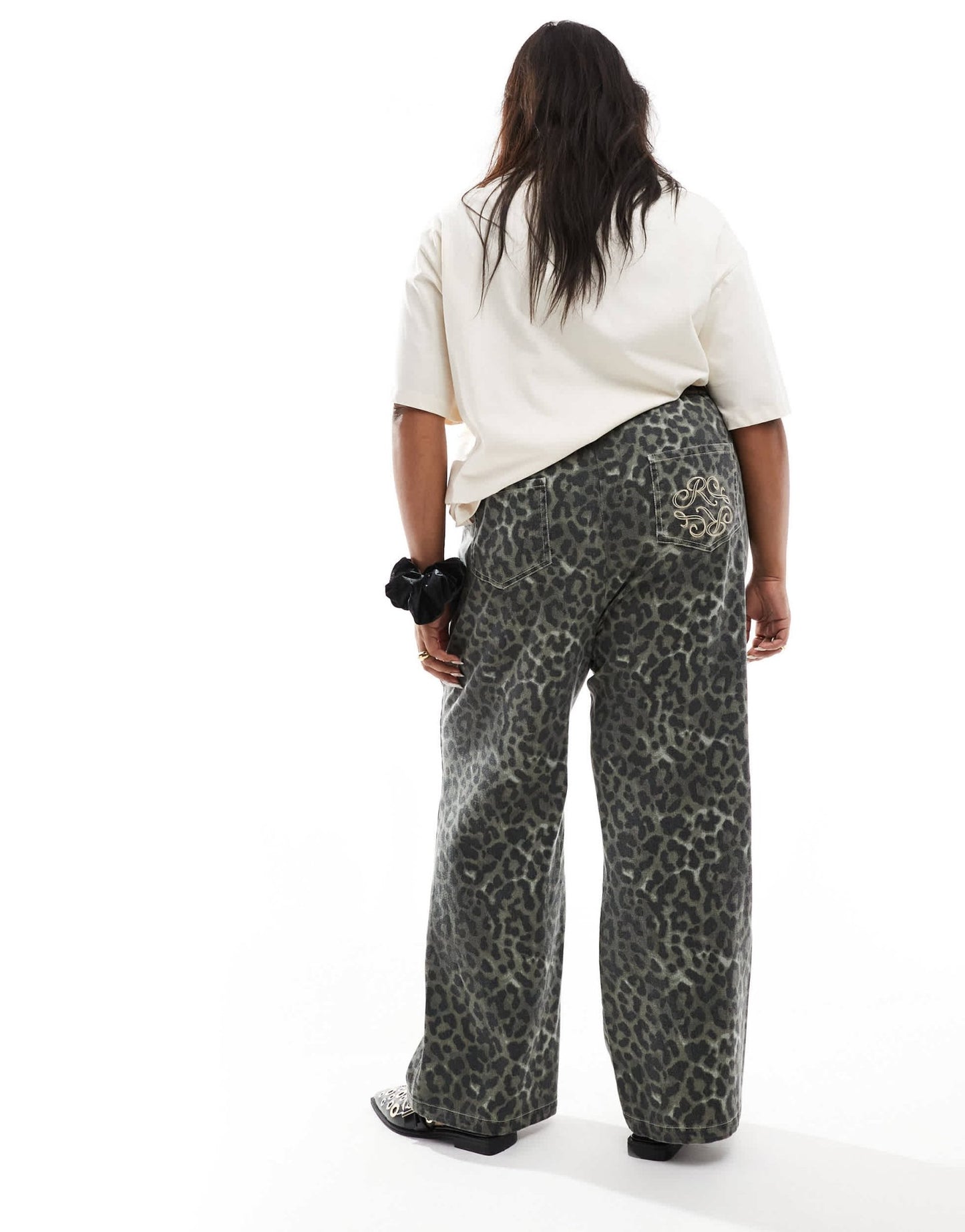 Renee Studio Plus x Holly Wynne exclusive wide leg trousers in leopard print - ASOS Sample Sale
