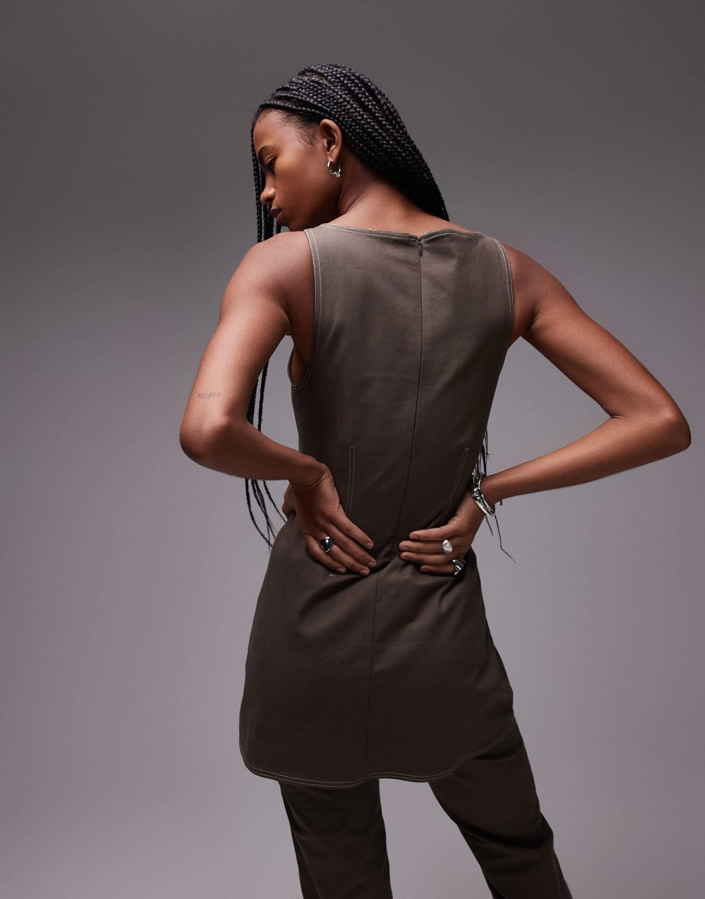 Resume A - line dress in brown co - ord - ASOS Sample Sale
