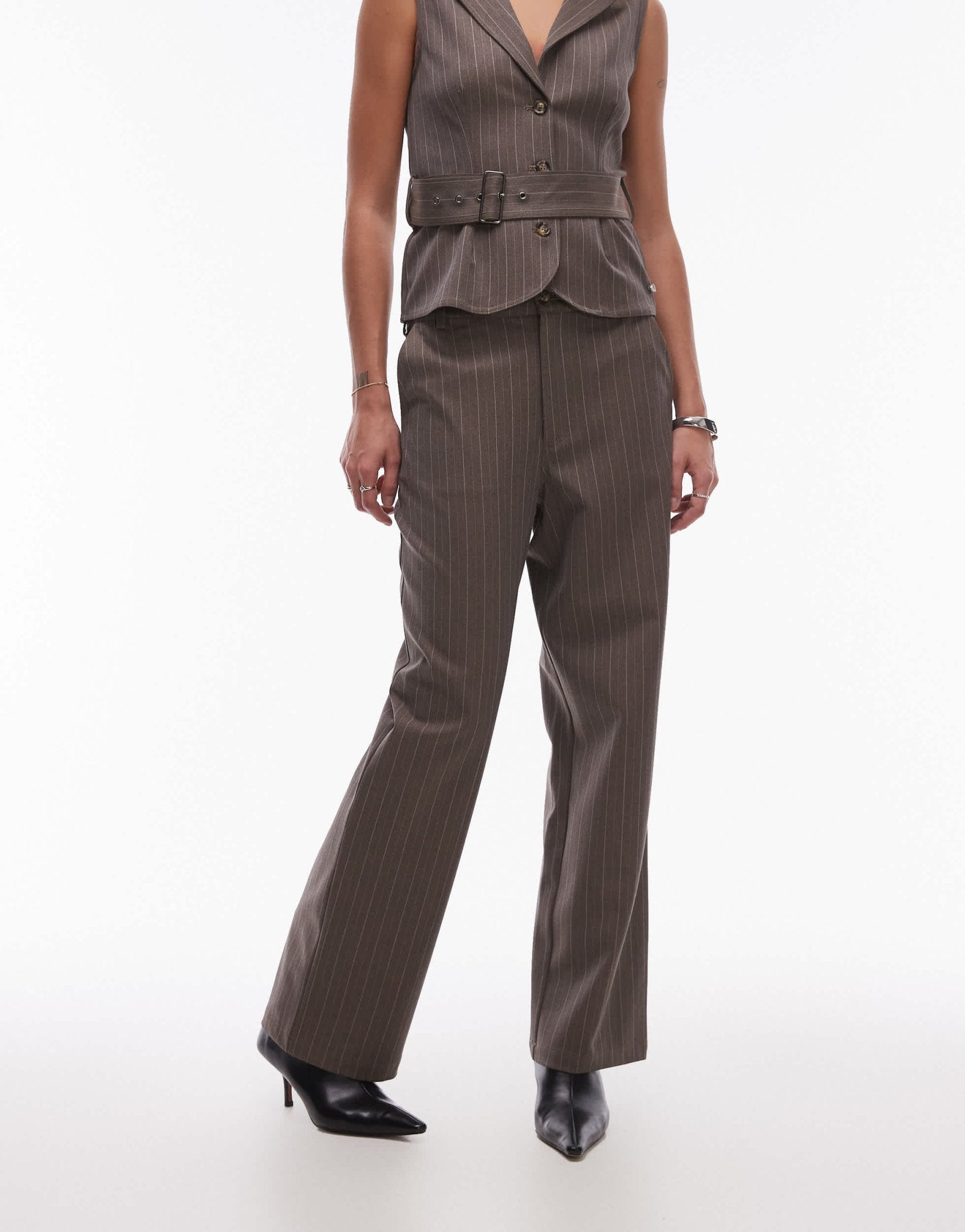 Resume baggy relaxed fit low rise brown pinstripe co - ord - ASOS Sample Sale