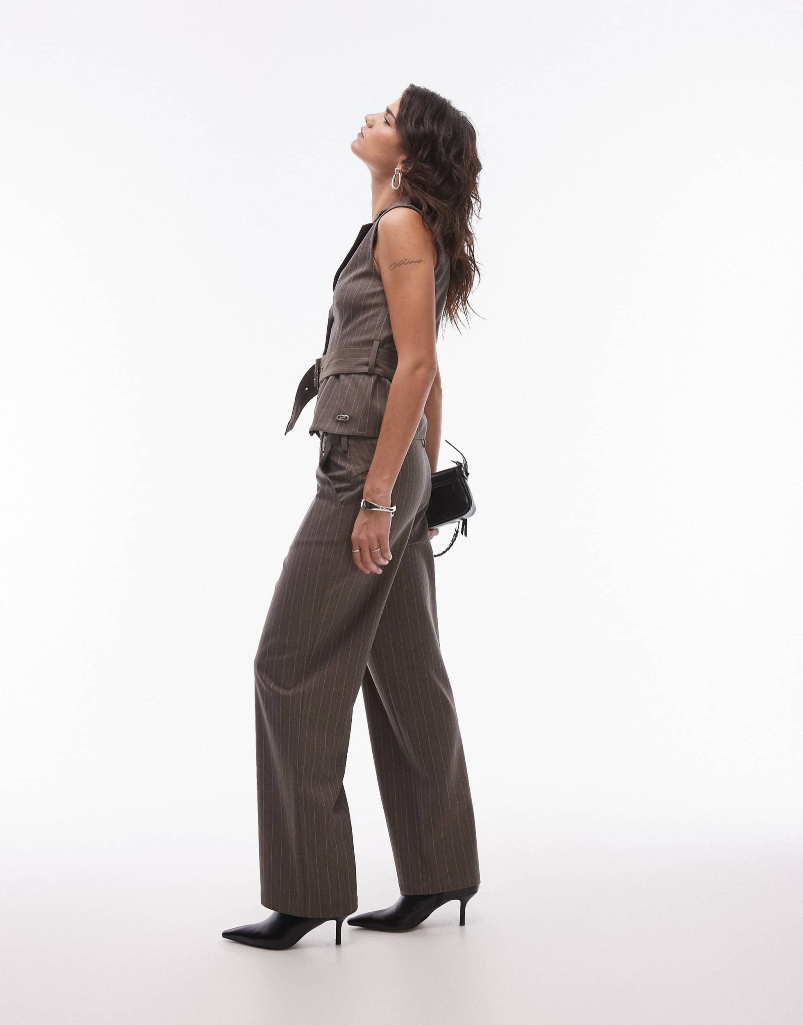 Resume baggy relaxed fit low rise brown pinstripe co - ord - ASOS Sample Sale