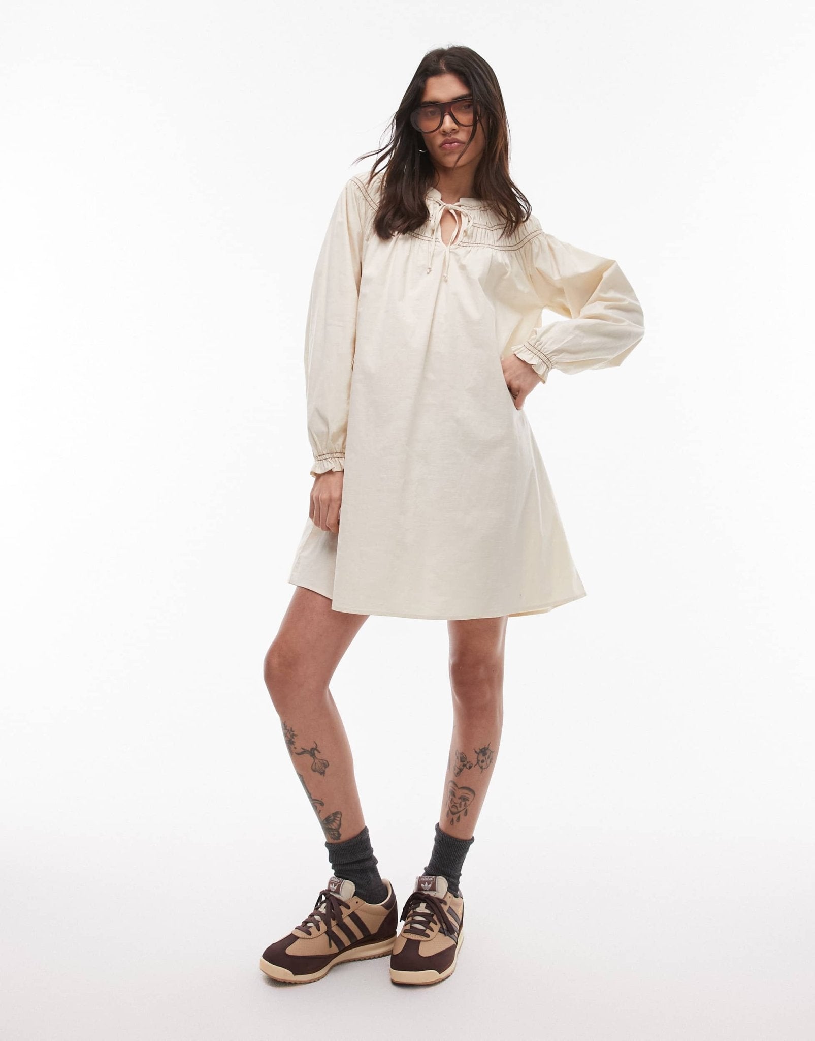 Resume boho chuck on smock dress in creme - ASOS Sample Sale