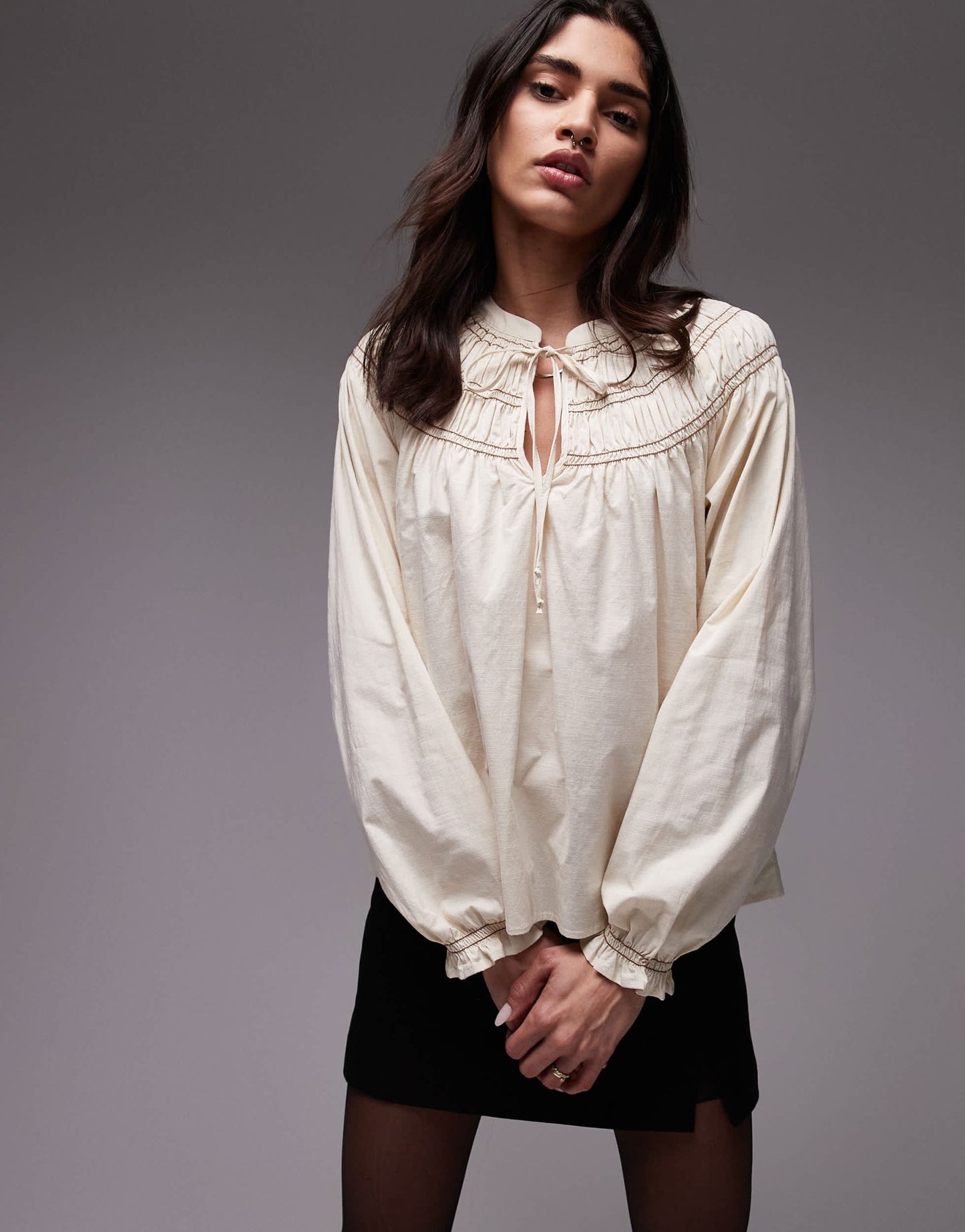 Resume boho oversized blouse in creme - ASOS Sample Sale