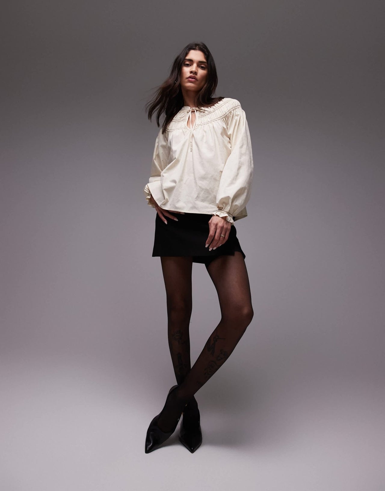 Resume boho oversized blouse in creme - ASOS Sample Sale