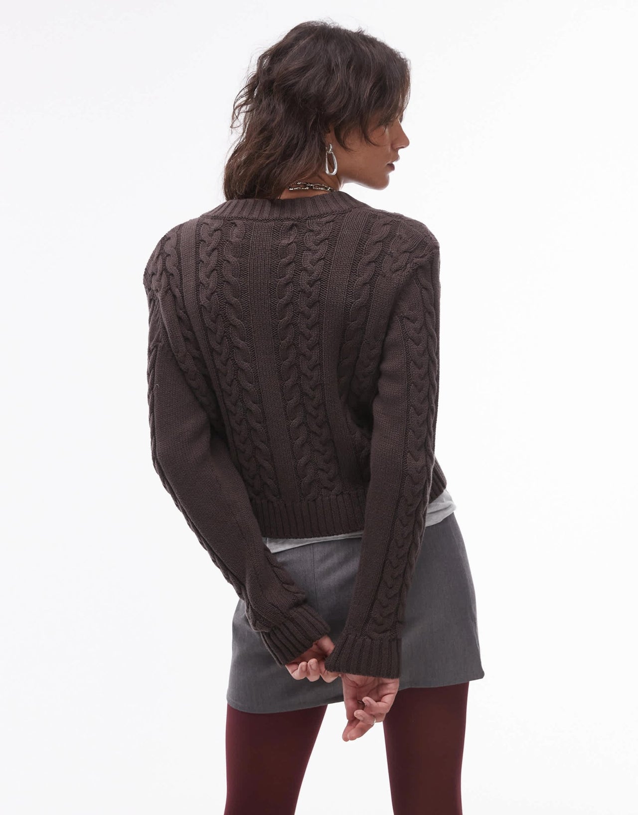 Resume cable knit fitted cardigan in dark brown - ASOS Sample Sale