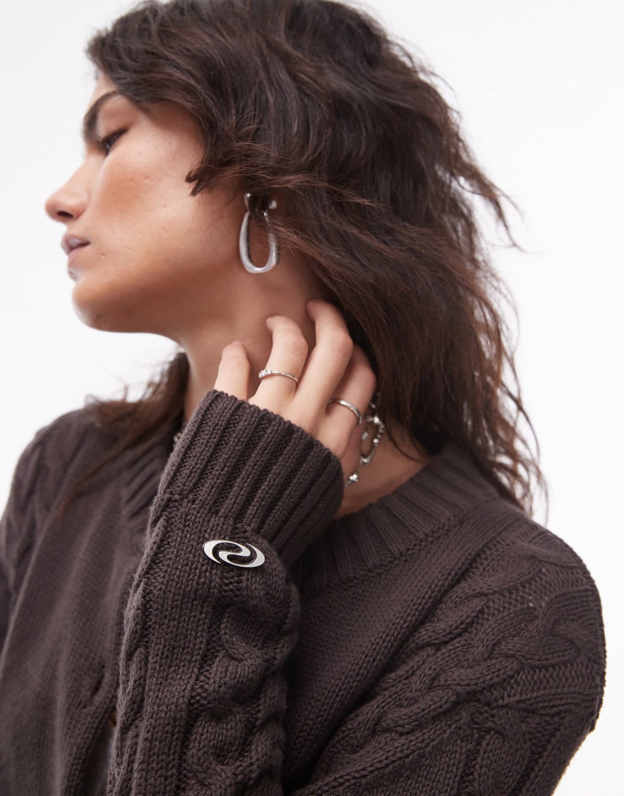 Resume cable knit fitted cardigan in dark brown - ASOS Sample Sale
