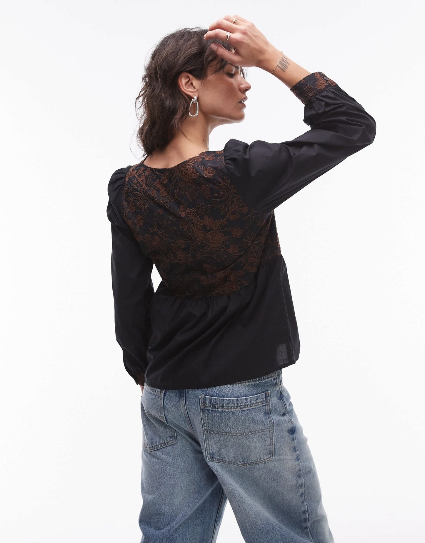 Resume embroidered poplin v neck blouse in black - ASOS Sample Sale