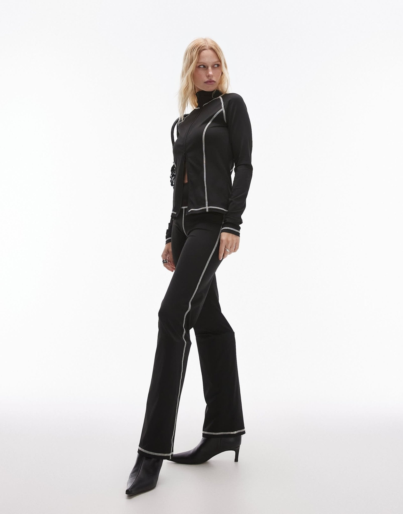 Resume fitted sporty jacket with contrast stitch in black co - ord - ASOS Sample Sale