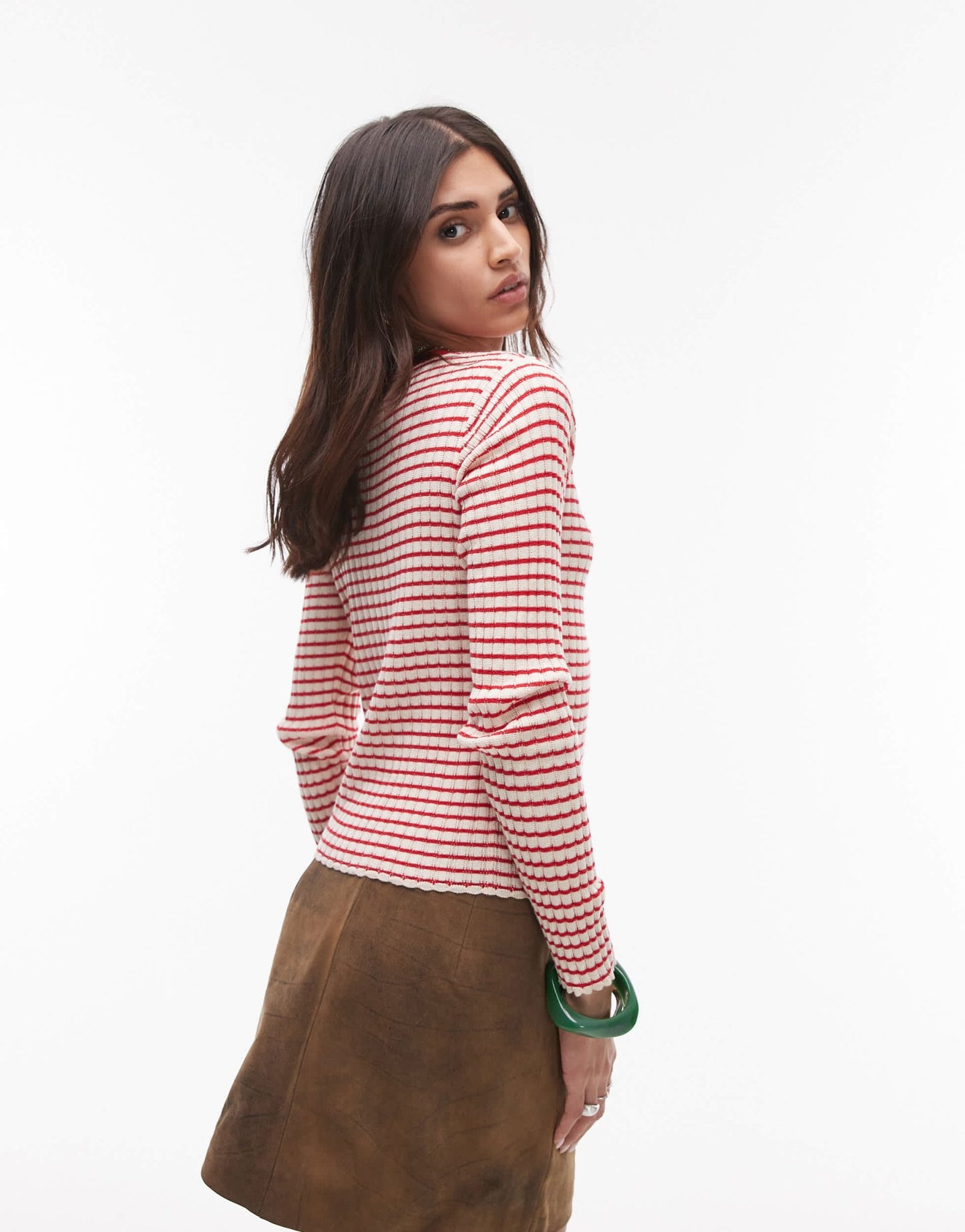 Resume front tip up cardigan in red stripe - ASOS Sample Sale